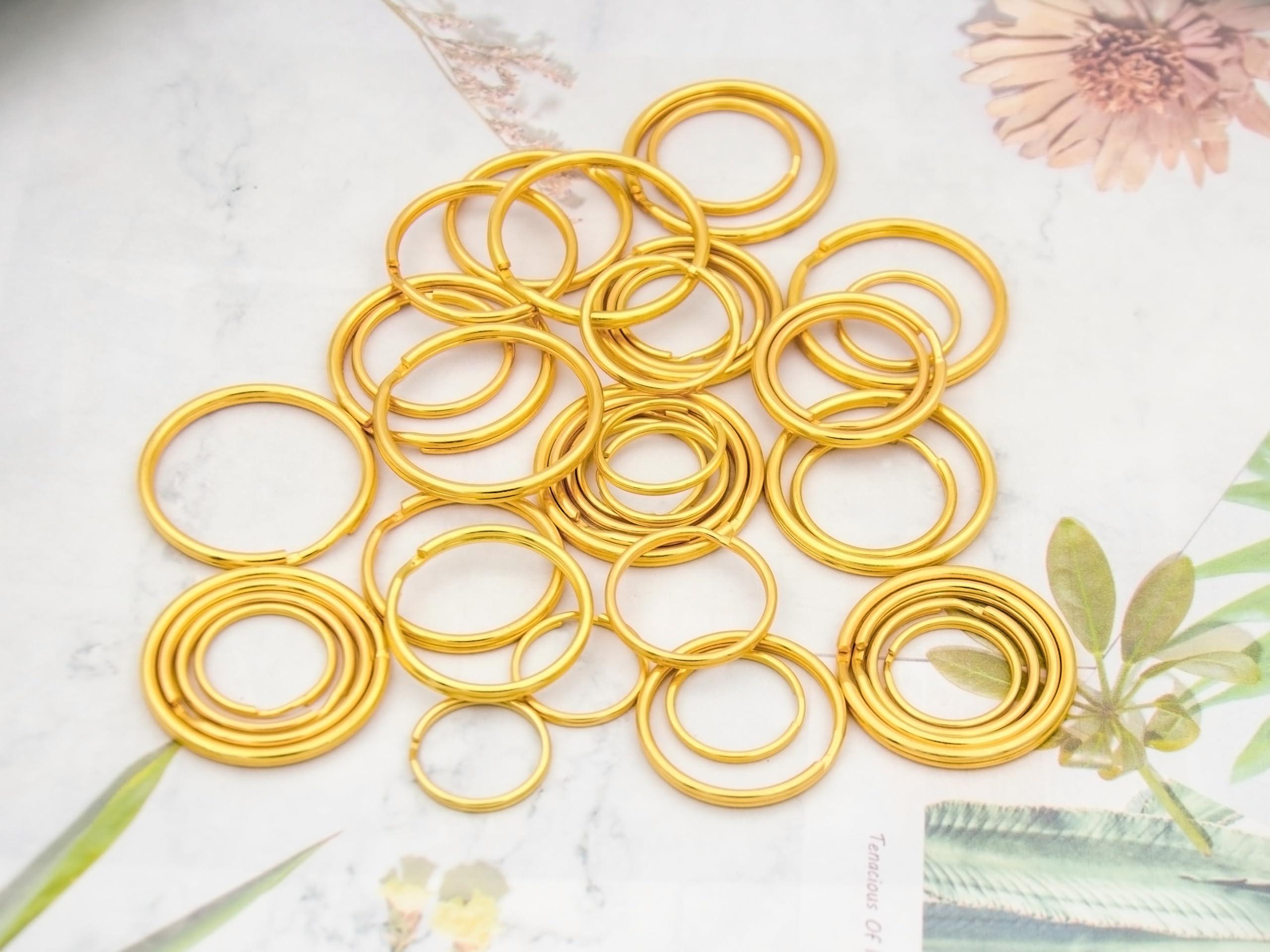 Key Ring Keychain Assorted in 4 Sizes Metal Golden Round Split Key Chains Rings for Home Car Dog Tag Office Lanyards Keys Attachment Pack of 40pcs - Image 4