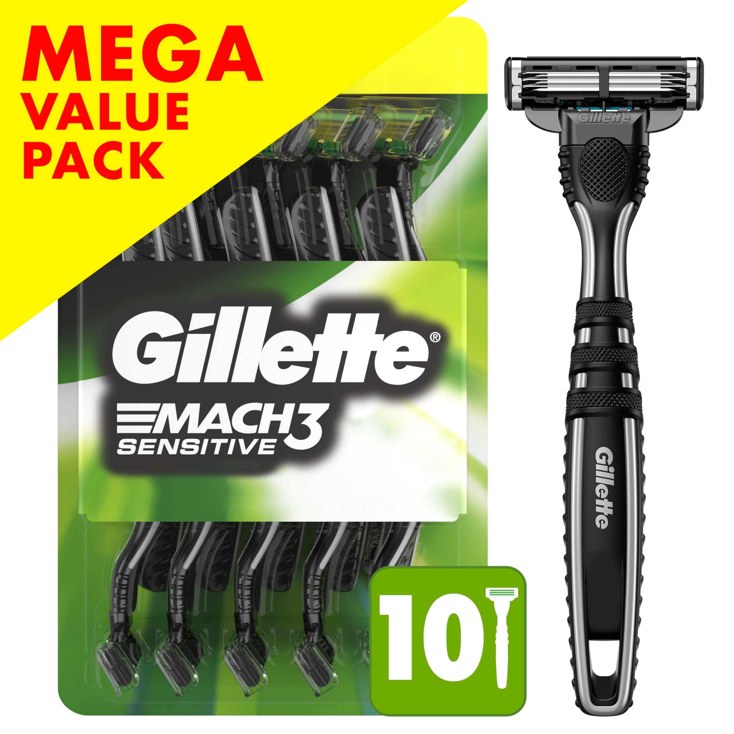 Gillette Mach3 Sensitive Razors for Men, Men’s Disposable Razors, Pivoting Head for Close and Comfortable Shave, 10 Count - Image 8