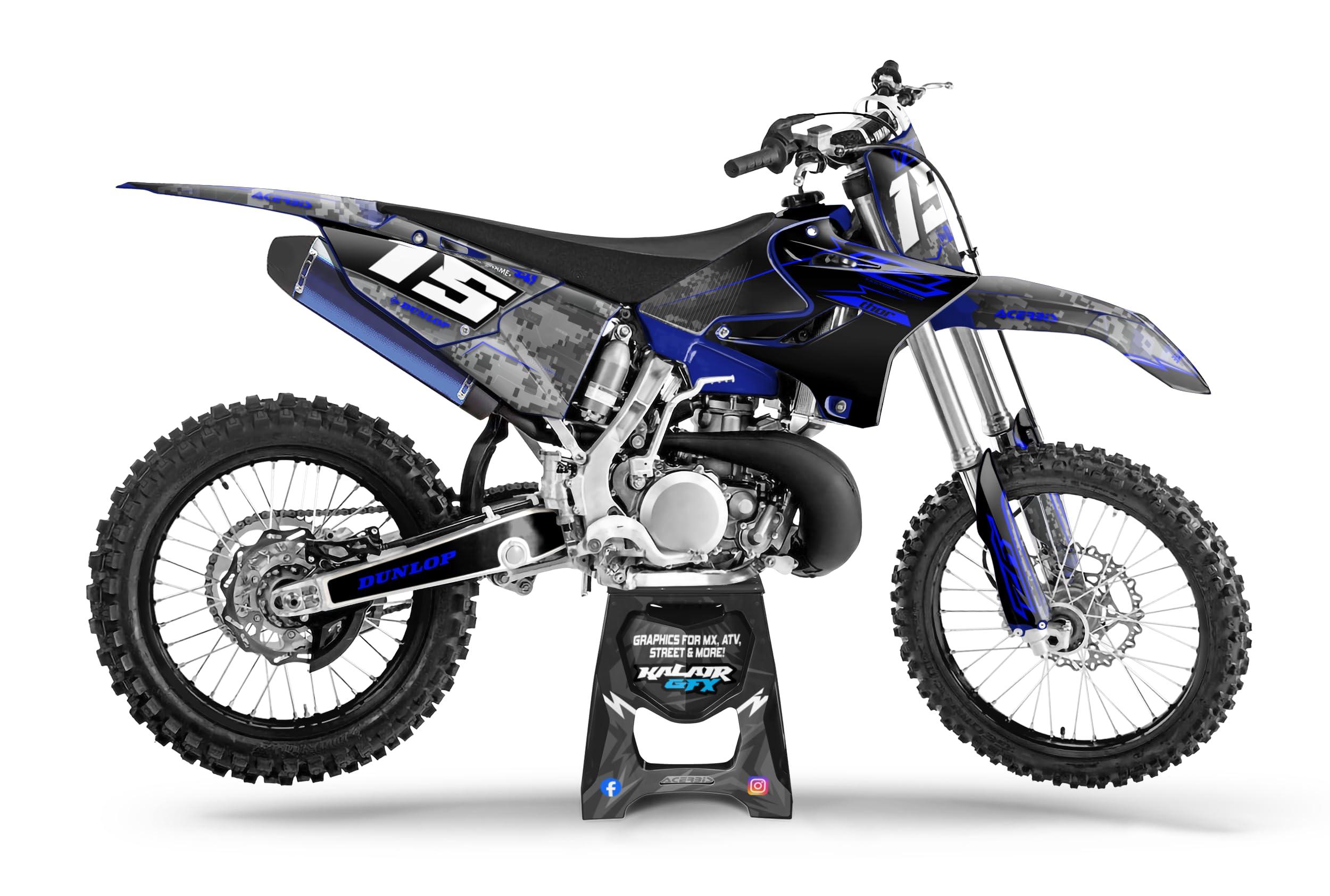 Kalair GFX Graphics Kit for Yamaha YZ 250 (2015-2021) Cyberware Series Blue-shift 09 Mil - Dirt bike Custom Racing Graphics Decals Stickers Kit, no-plastics