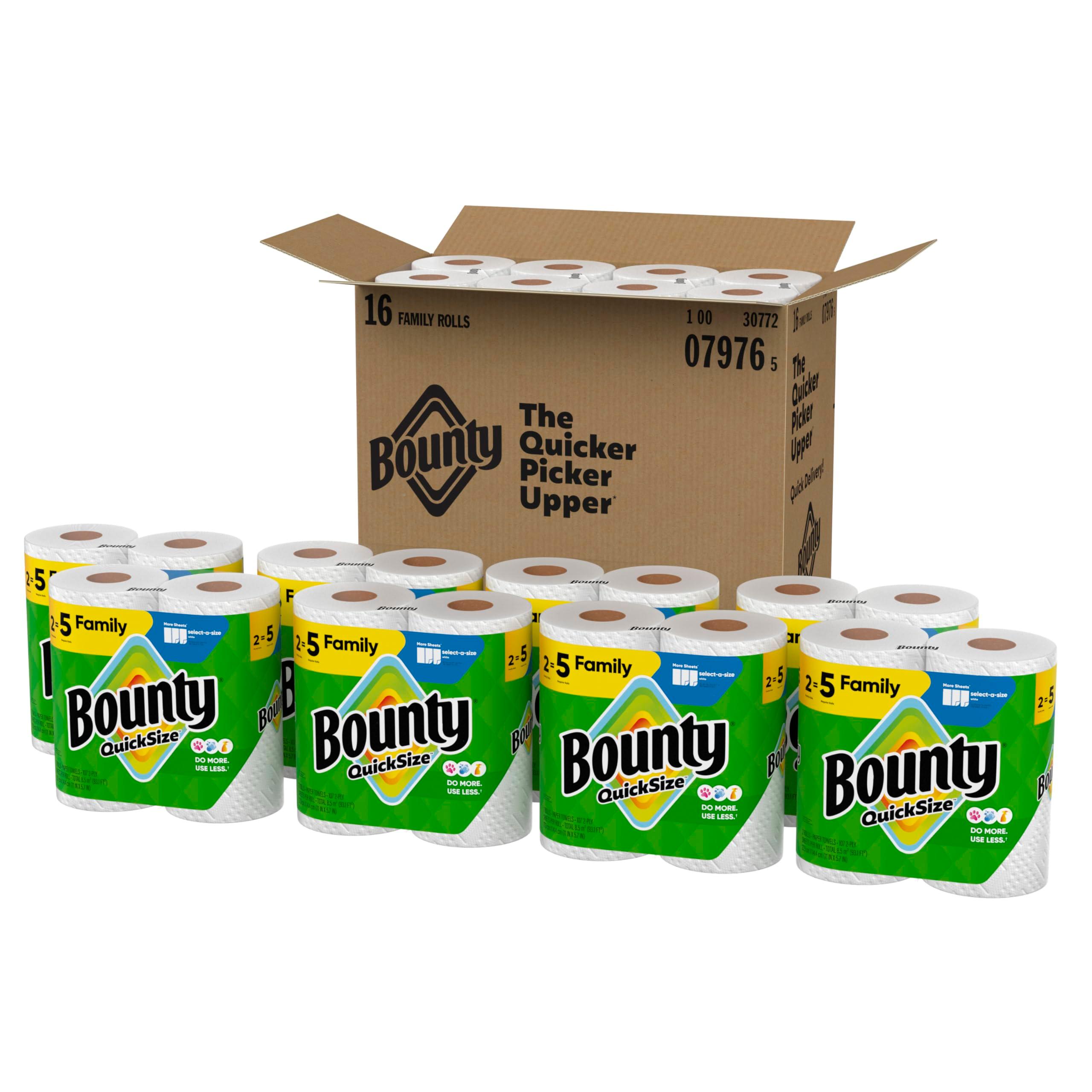 Bounty Paper Towels Quick Size, White, 16 Family Rolls = 40 Regular Rolls (Packaging May Vary) - Image 11