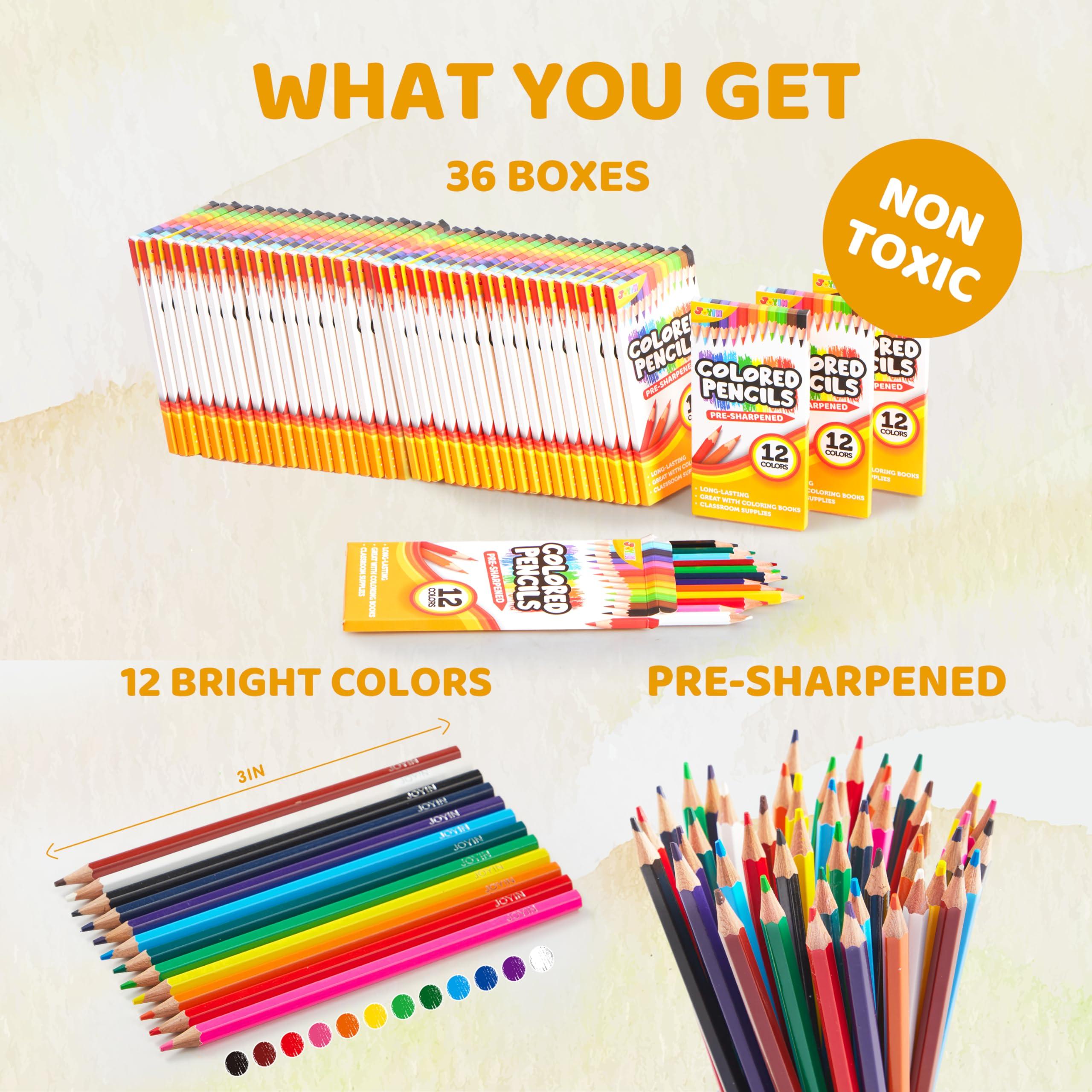 JOYIN 432 Count Colored Pencils Bulk, Colored Pencils for Kids 3+, 12 Colors, 36 Packs, Pre-sharpened Coloring Art Supplies, School Supplies - Image 3