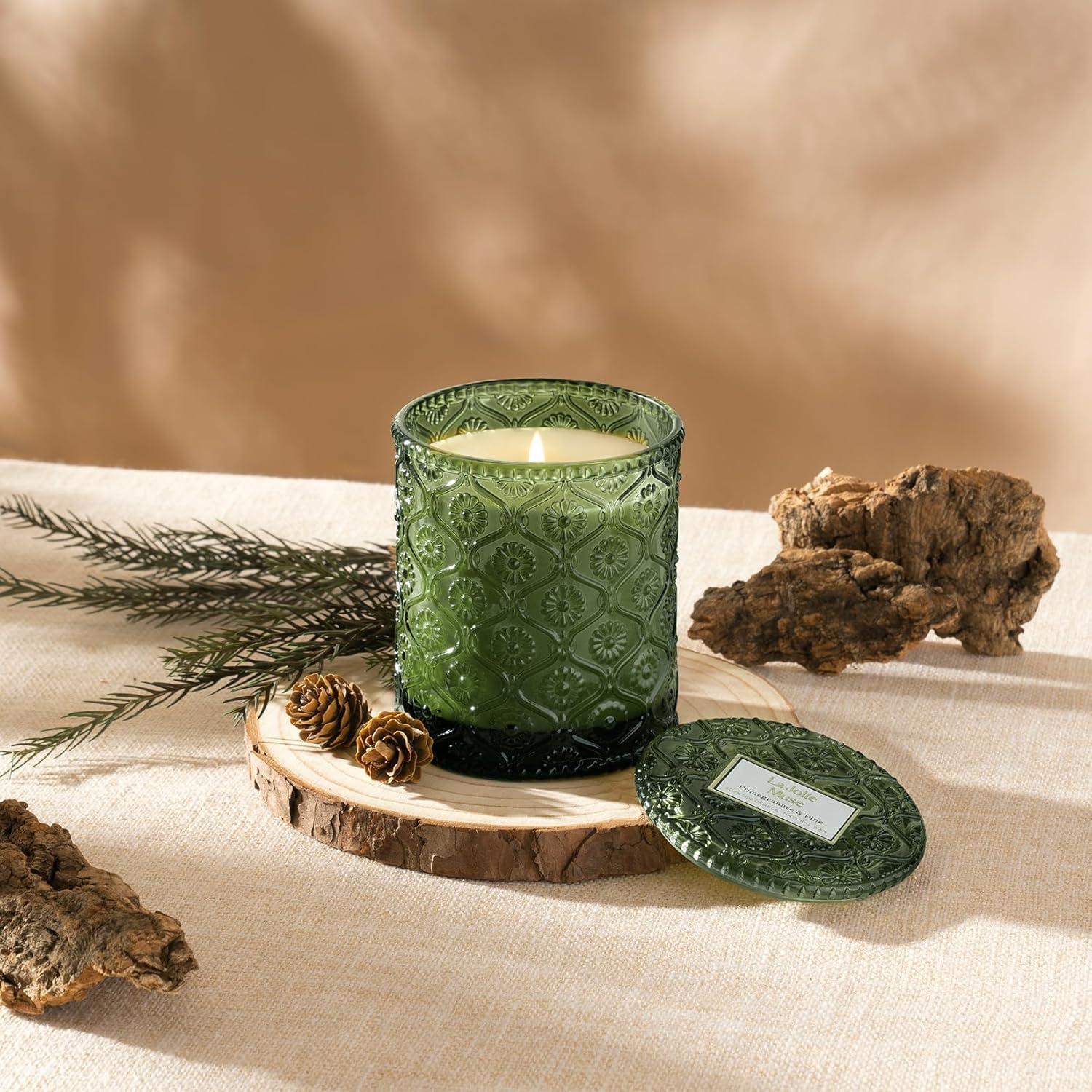 LA JOLIE MUSE Pine Scented Candle, Holiday Candle Gifts, Pomegranate Candle, Winter Scented Candle for Home Scented, Natural Soy Wax Candle, 40 Hours Long Burning - Image 3