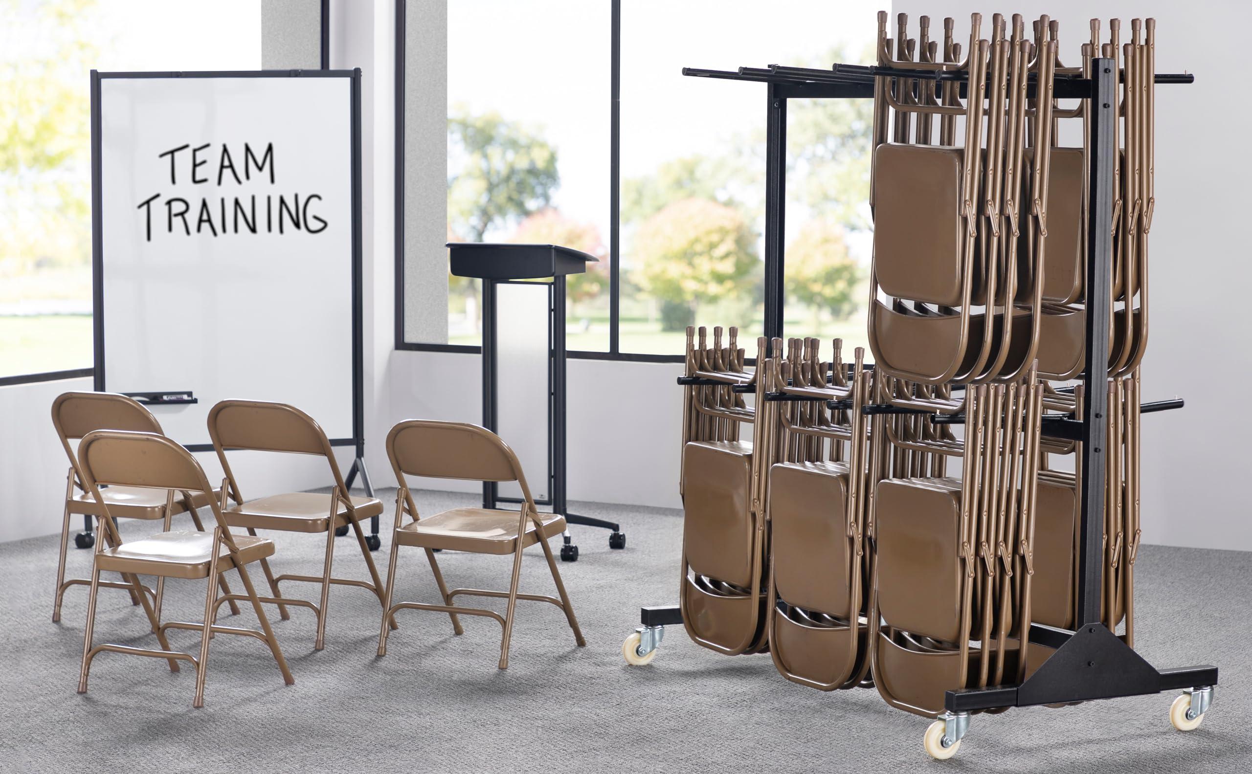 Safco 2 Tier Folding Chair Cart, Heavy Duty Powder Coated Storage Cart, Holds 84 Chairs, Commercial-Grade Steel, Black - Image 2