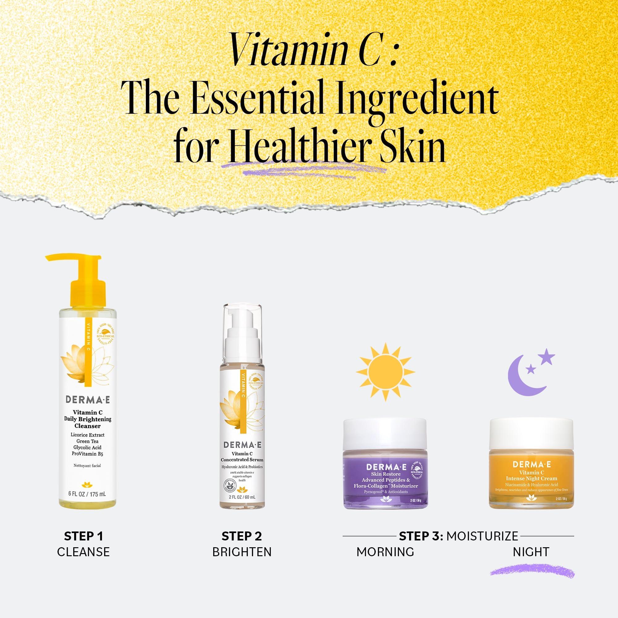 DERMA-E Vitamin C Intense Night Cream – Brightening and Hydrating Facial Skin Renewing Cream – Anti-Aging Overnight Facial Moisturizer, 2 oz - Image 6