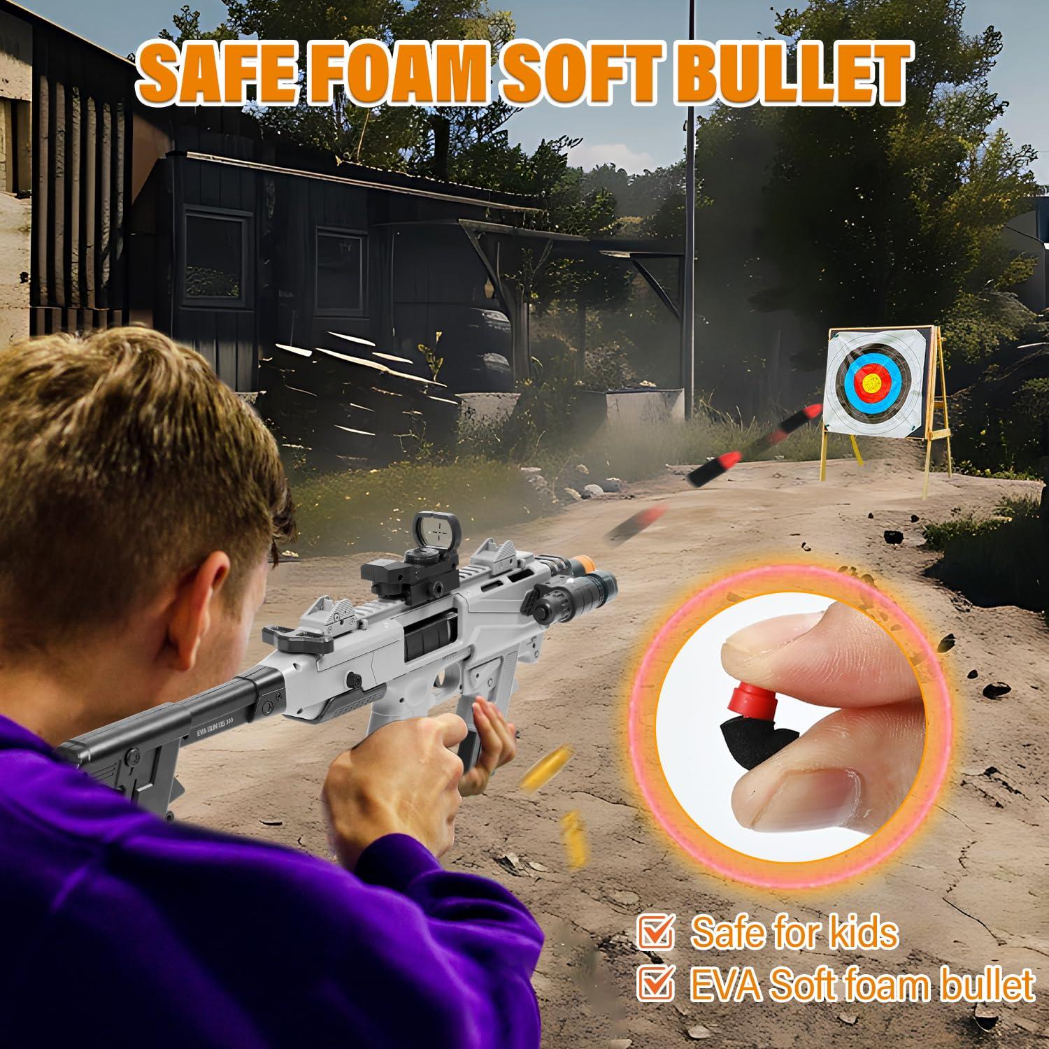 Soft Bullet Toy Gun Blaster, Realistic Toy Dart Hand Gun Soft Bullet Pistol Foam Shell ejecting Blasters, with 2 Clips & 80 Foam Bullets, Gifts for Boys Girls Adults Age 8+ - Image 4