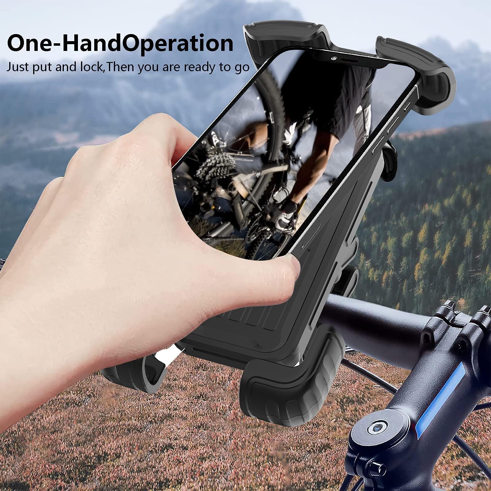 Marspeeder Bike Motorcycle Phone Mount,[Super Stable Metal] Bike Motorcycle Phone Holder with Security Lock, Bicycle Phone Mount with Soft Cushion & Adjustable Clip Compatible with 4.7''-6.8'' Phone - Image 3