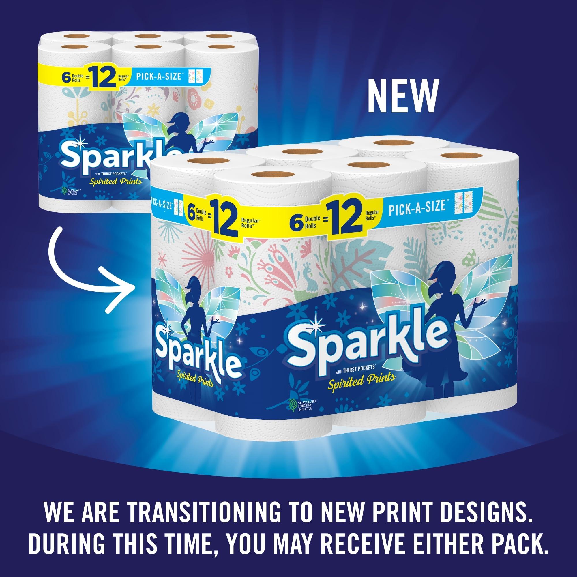 Sparkle Pick-A-Size Paper Towels, Spirited Prints, 6 Double Rolls = 12 Regular Rolls, Everyday Value Paper Towel With Full And Half Sheets - Image 2
