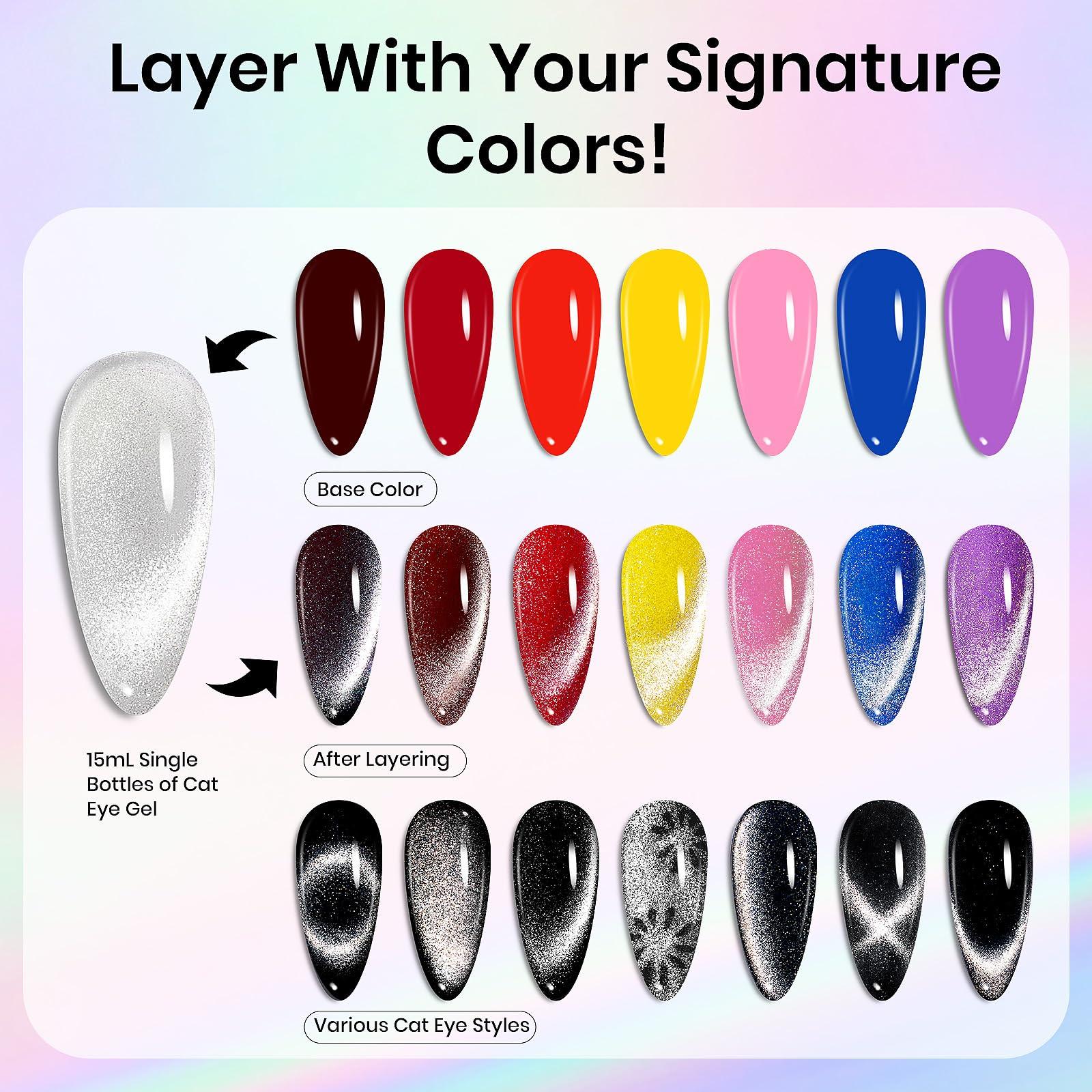 Beetles Cat Eye Gel Nail Polish - 15ml Silver Shimmer Gel Polish with Magnet Soak Off UV LED Nail Lamp Velvet Nail Polish Nail Art Salon DIY Home Manicure Gift for Women - Image 6