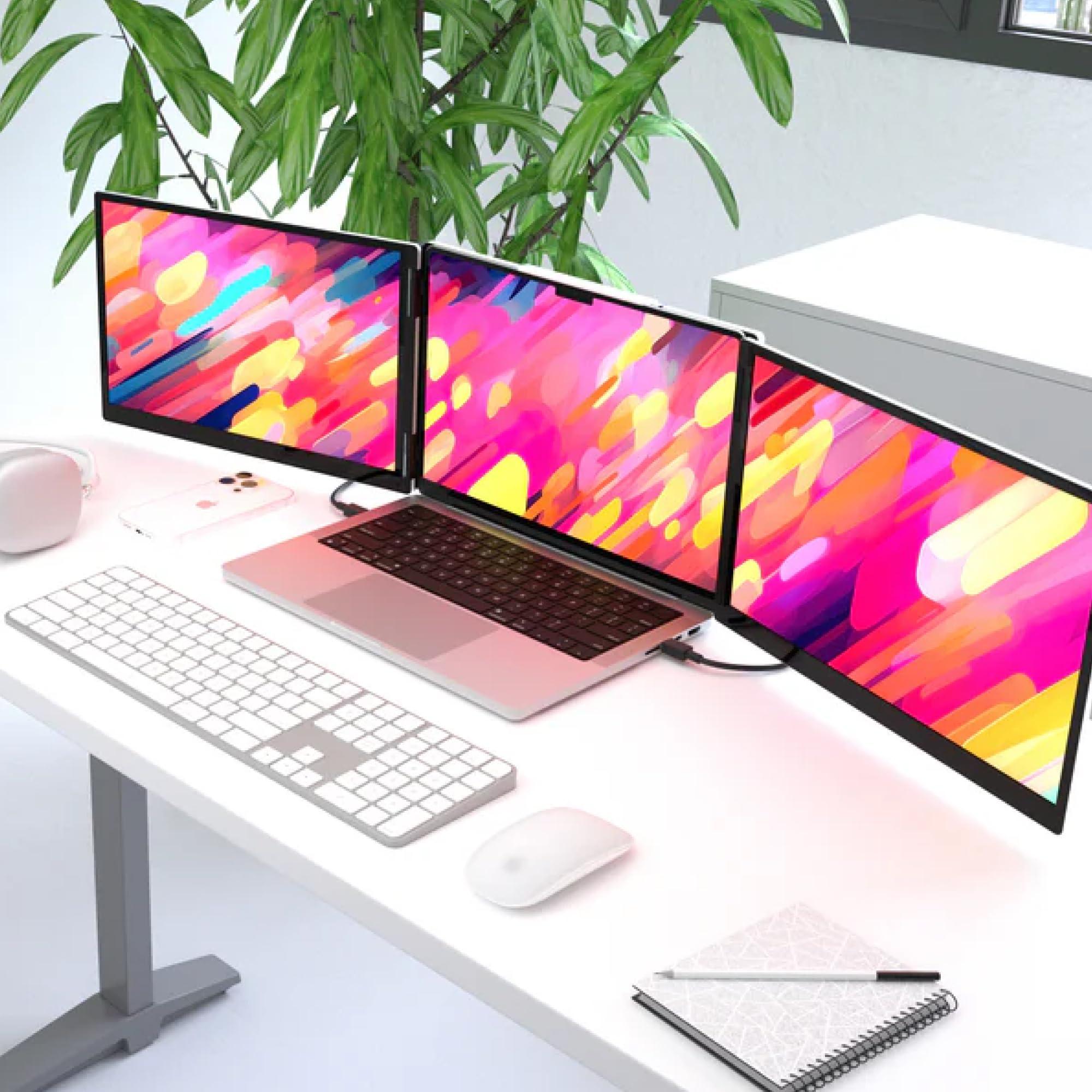 monduo 14" Pro Triple Laptop Glass Screen Extender, Dual 14" 2k Portable Monitors, 144Hz, 100% DCI-P3, 500 Nits, Aluminum Finish for 14" MacBook Pro & Windows, for Gaming, Creators, & Professional - Image 8