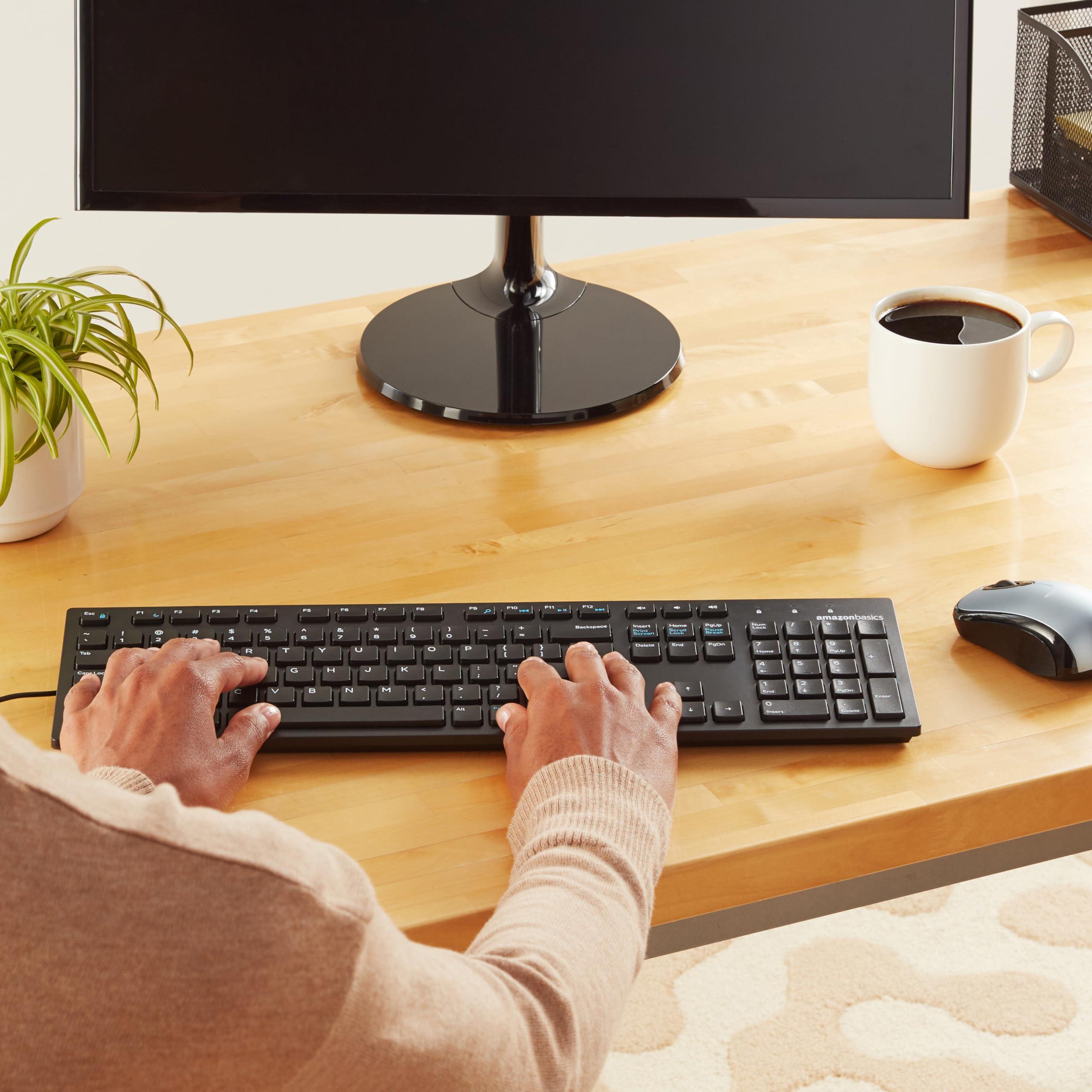 Amazon Basics Wired QWERTY Keyboard, Full-Sized, Black - Image 5