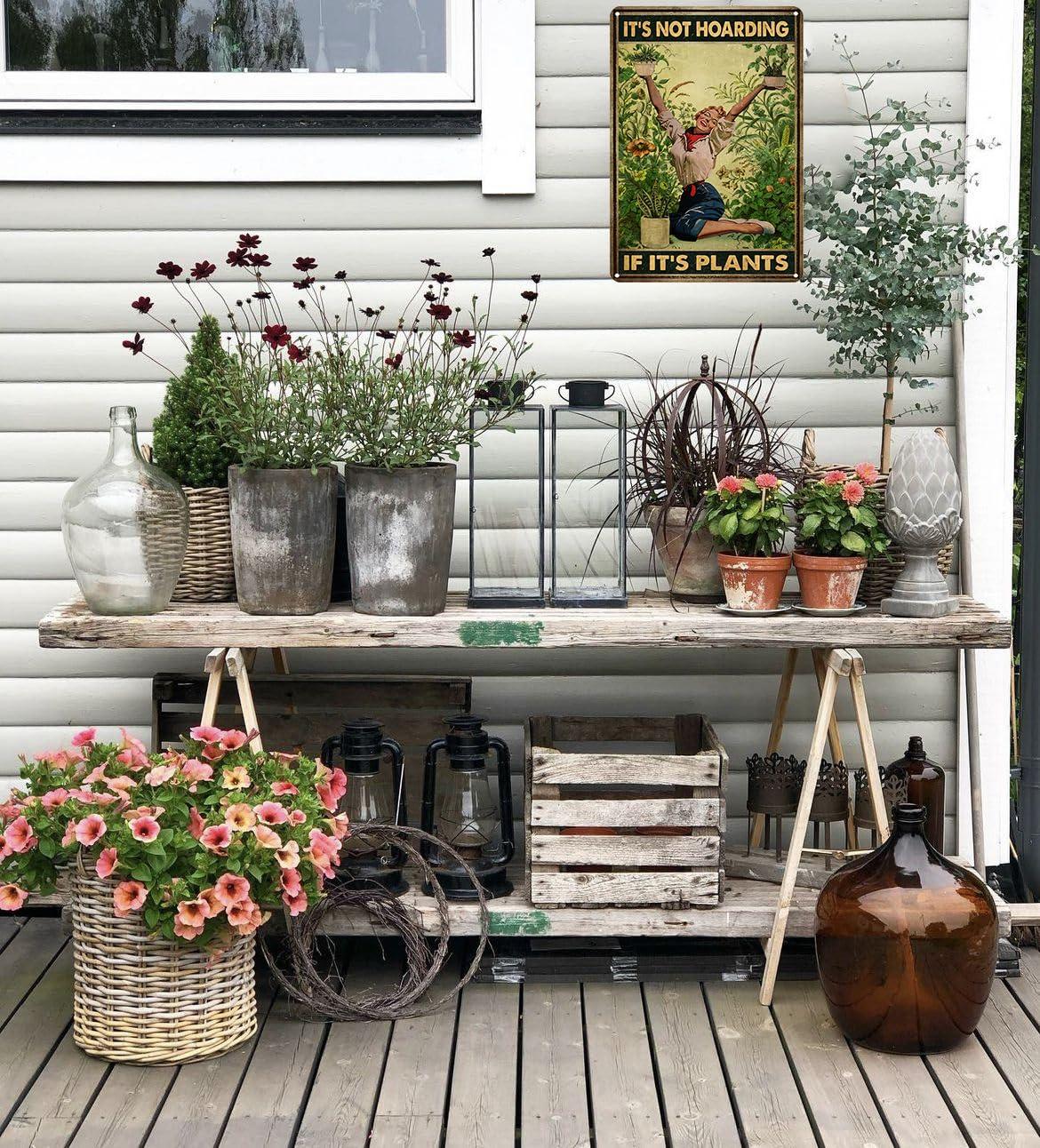 Bestylez Gardening Gifts It‘s Not Hoarding If It's Plants Vintage Garden Signs for Home Garden Greenhouse Living Room Bedroom Yard Backyard Outdoor Decor 8X12 Inch (3066) - Image 2