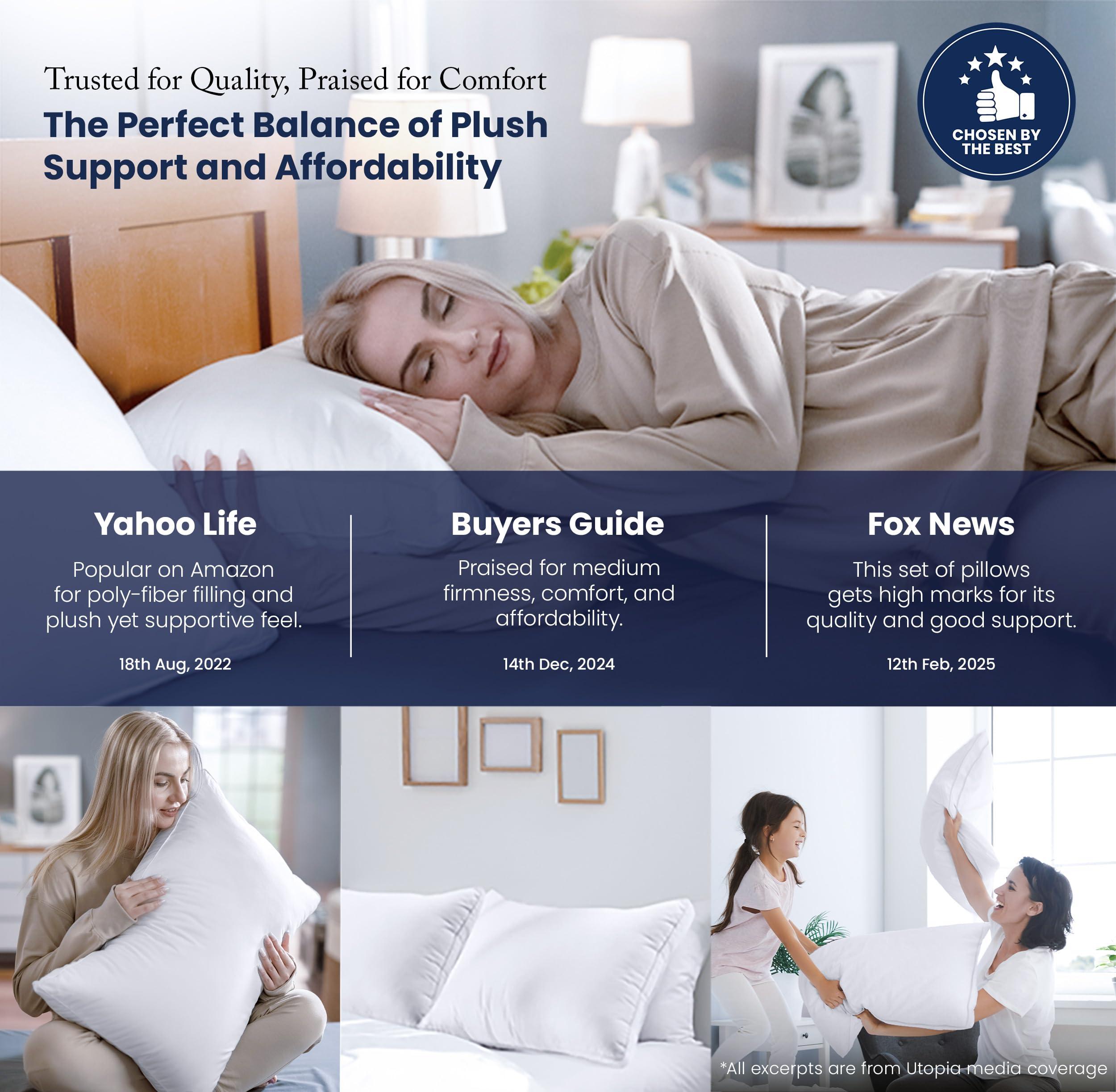 Utopia Bedding Bed Pillows for Sleeping Queen Size (White), Set of 2, Cooling Hotel Quality, Gusseted Pillow for Back, Stomach or Side Sleepers - Image 4