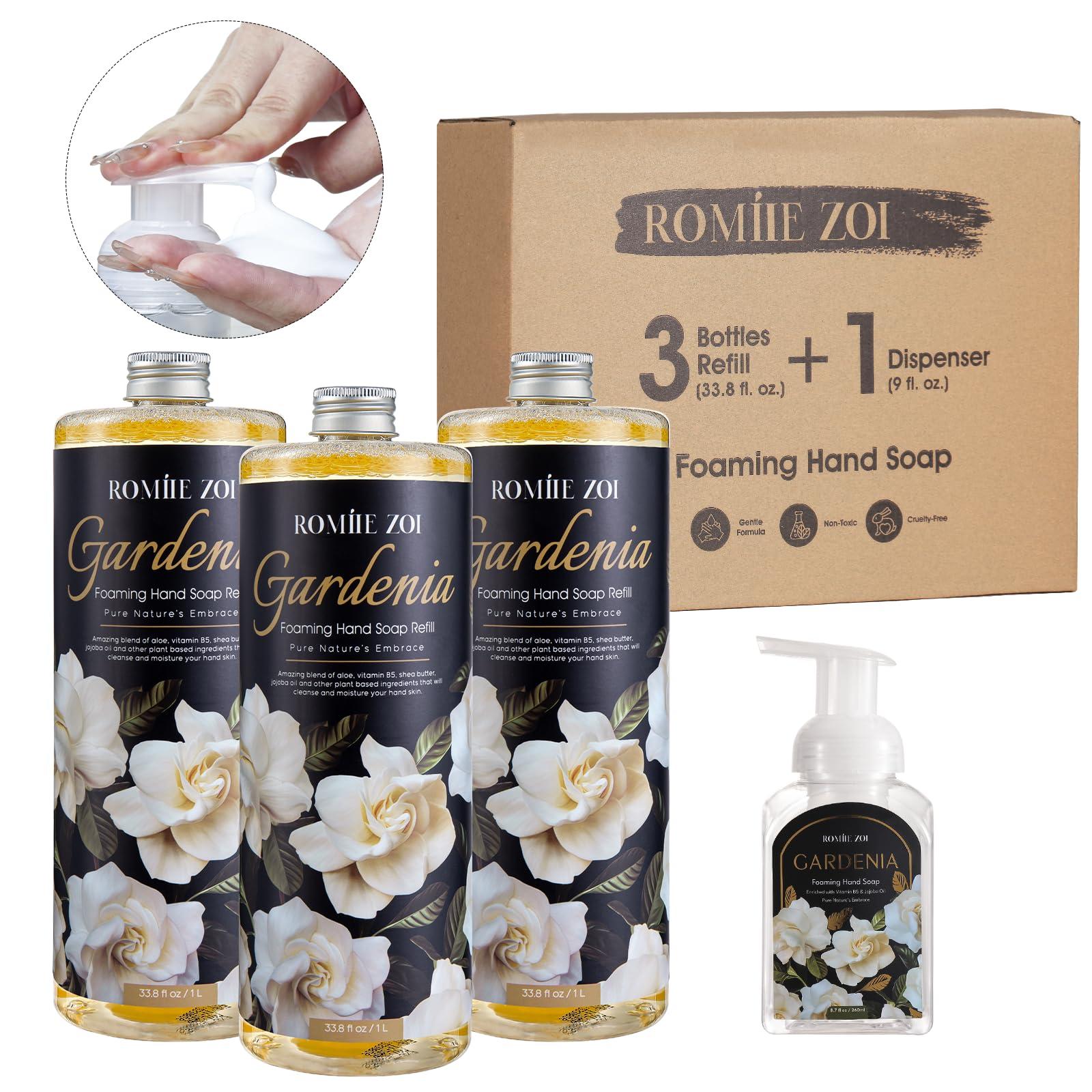 ROMIIE ZOI Gardenia Foaming Hand Soap Refill Gift Set, Non-Toxic & Biodegradable, Sensitive Skin Friendly