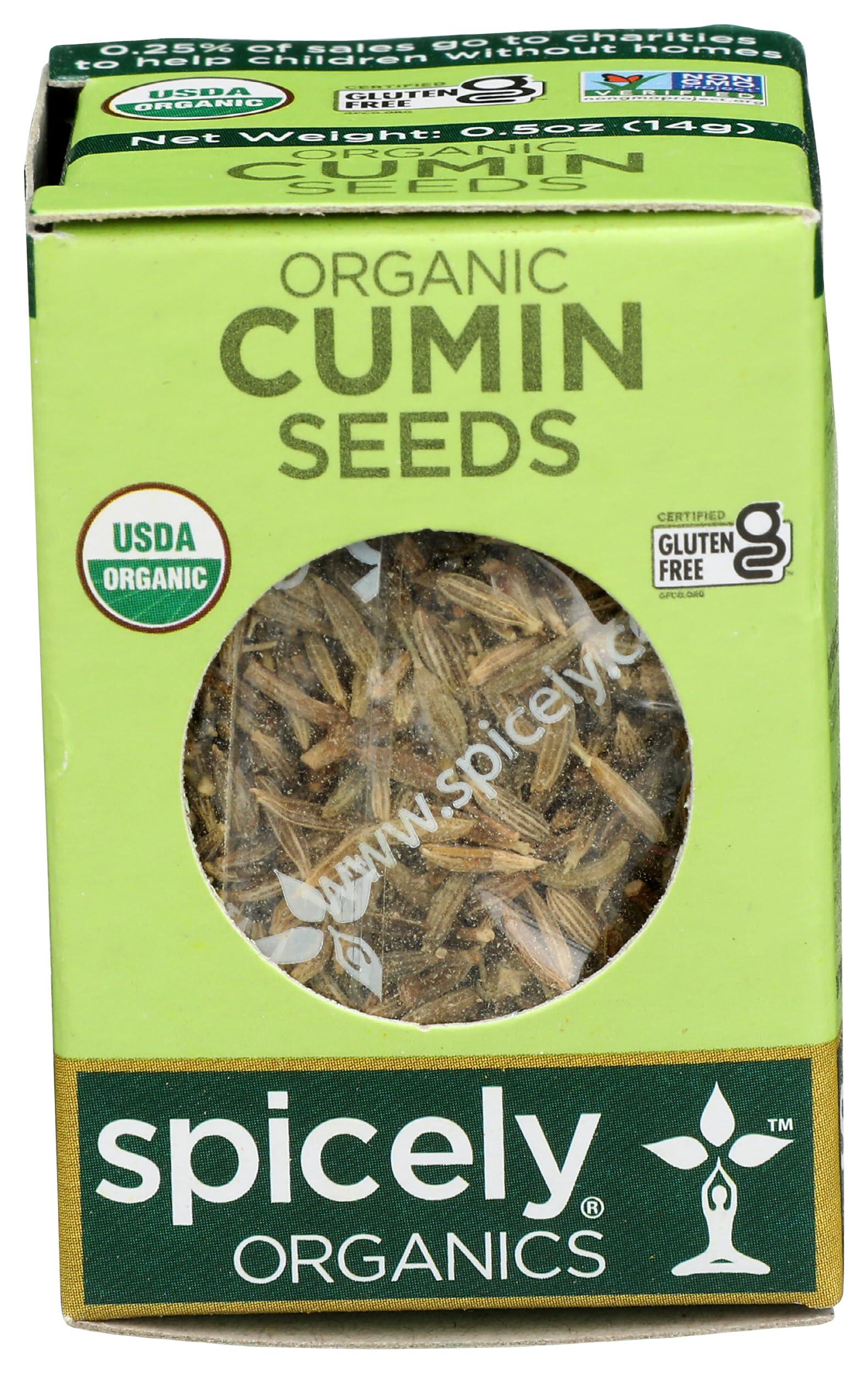 Spicely Organic Cumin Seeds Whole 0.50 Ounce ecoBox Certified Gluten Free