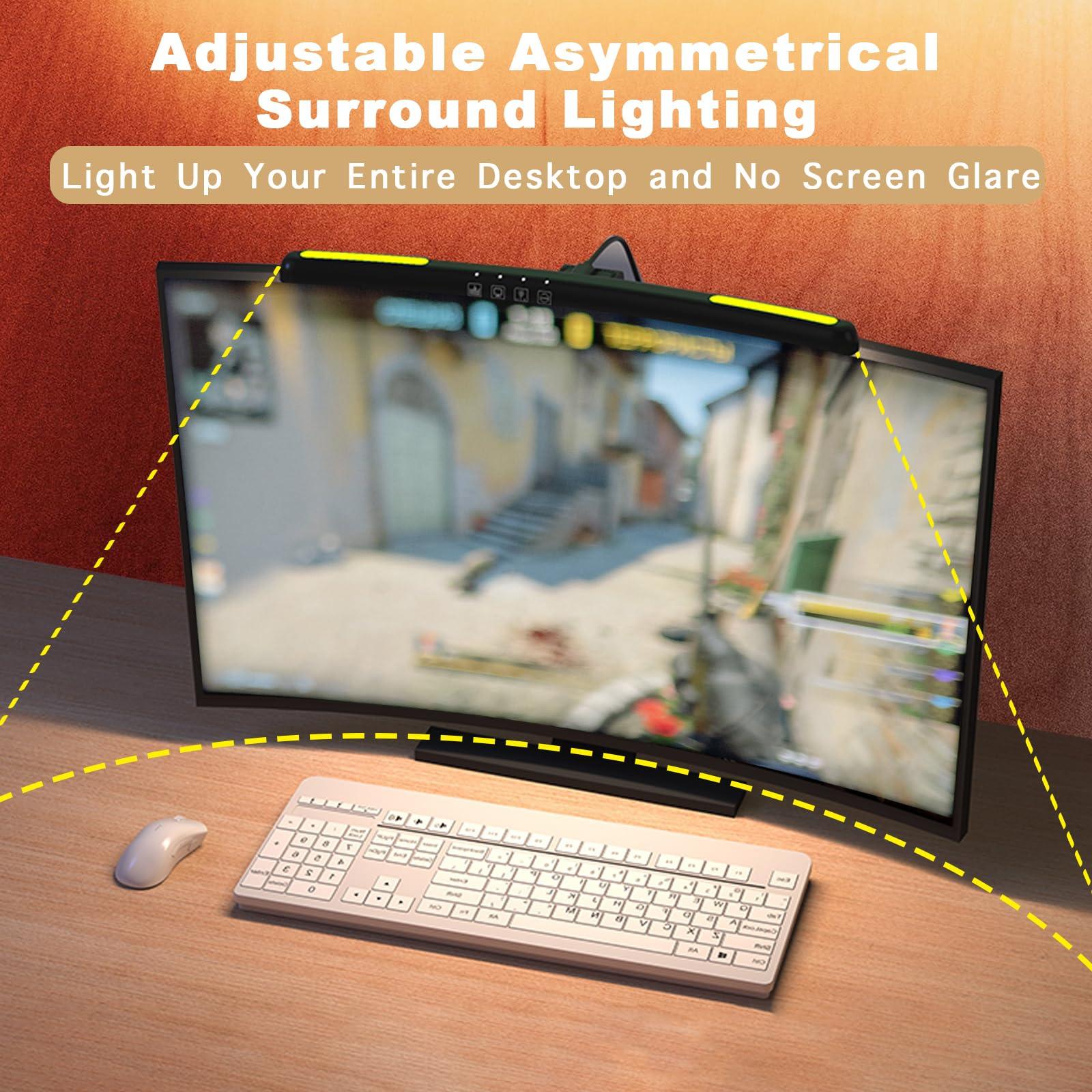 Curved Monitor Light Bar for 24-27 Inch Curved Screens Light Bar with 7 RGB, Stepless Dimming 3 Color Temperatures USB Powered Gaming Computer Light - Image 4