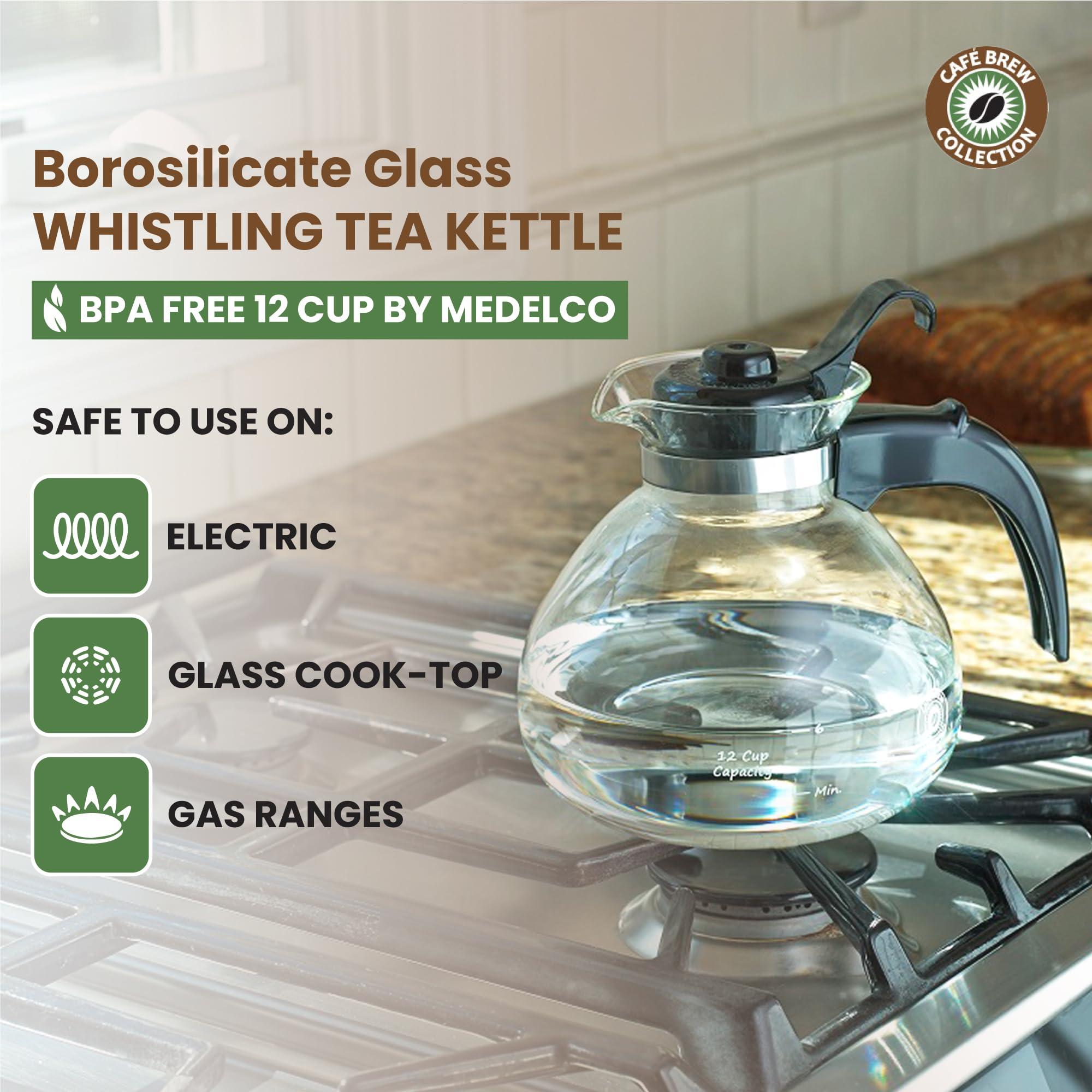 Borosilicate Glass Stove Top Whistling Tea Kettle - 12 Cup/48oz Capacity - BPA-Free - German Made Glass Kettle for Gas, Electric, and Glass Ranges - Image 3