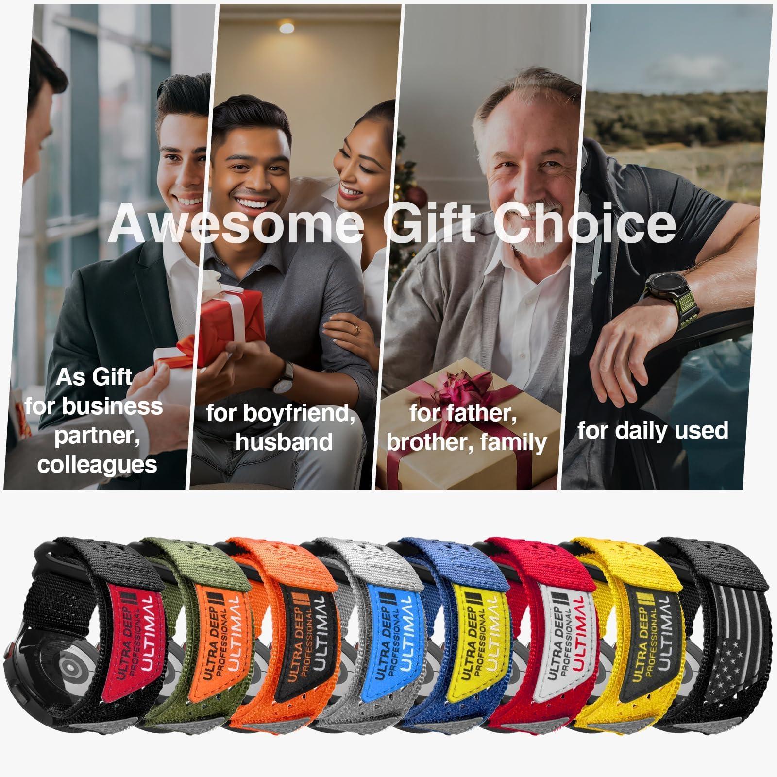 Compatible with Samsung Galaxy Watch 7 6 5 4 FE 40mm 44mm/6 Classic 43mm 47mm/5 Pro 45mm/4 Classic 42mm 46mm, 20mm Nylon Adjustable Sports Strap for Men Women (BLACK USA FLAG, L) - Image 7
