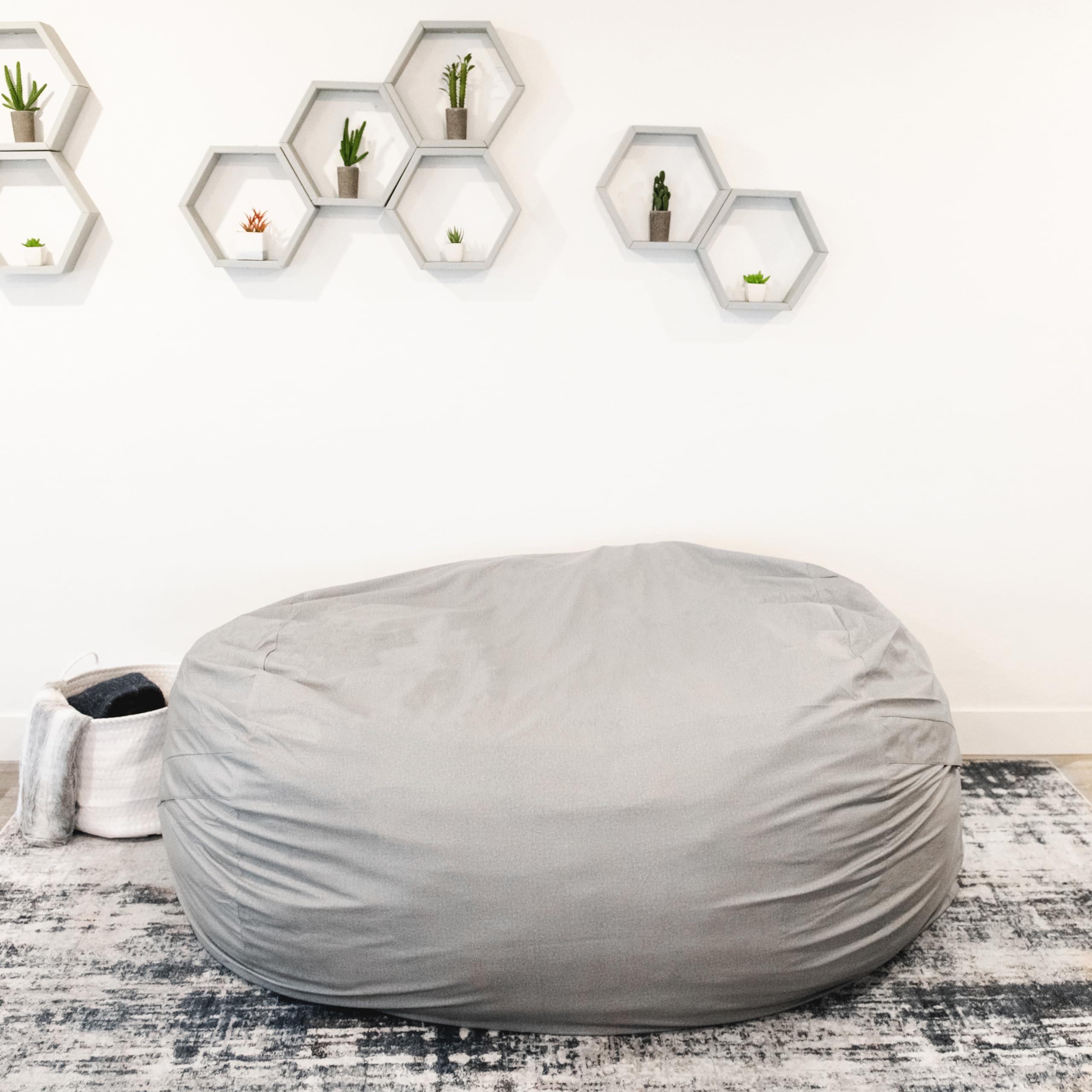 Big Joe Fuf XXL Foam Filled Bean Bag Chair with Removable Cover, Fog Lenox, Durable Woven Polyester, 6 feet Giant - Image 6