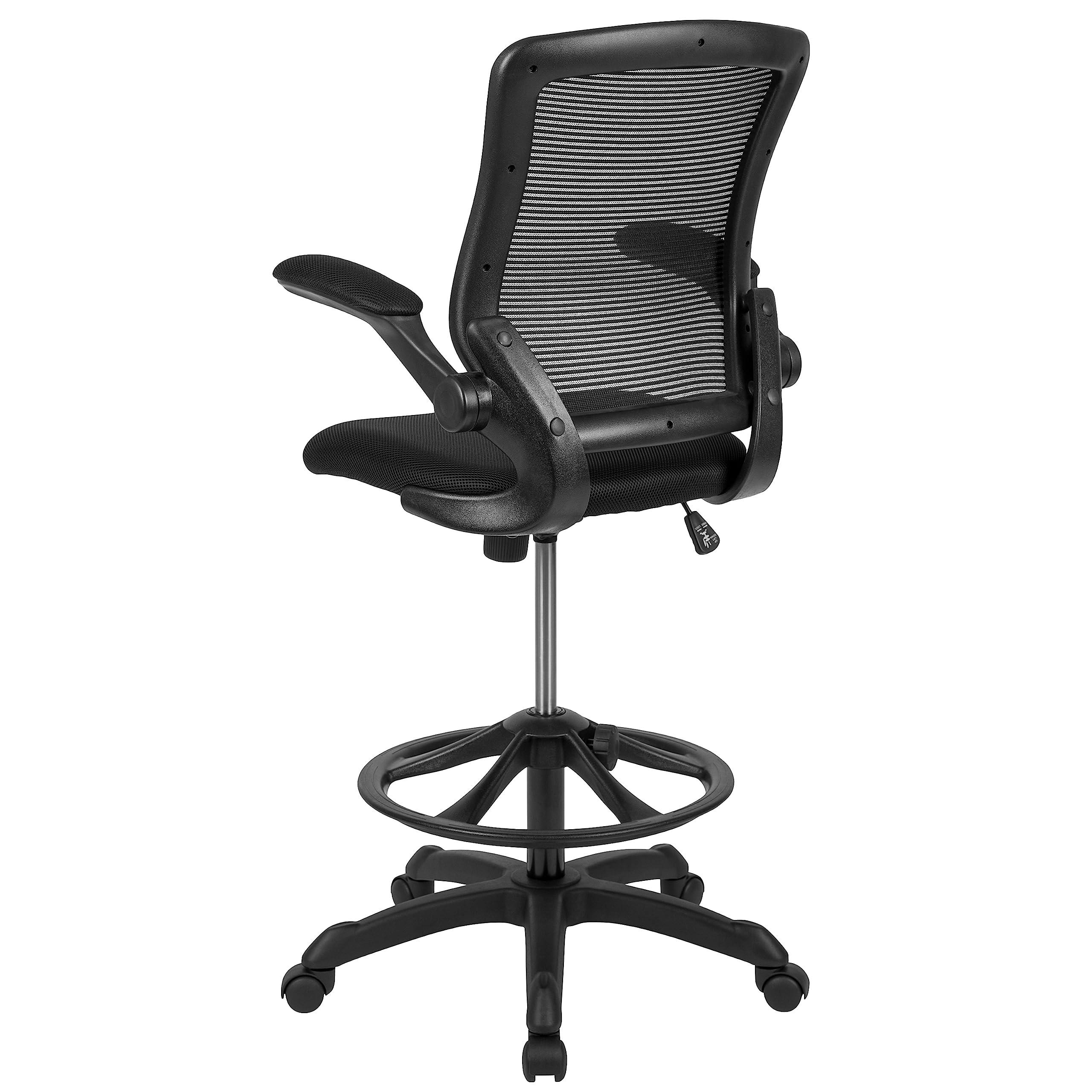 Flash Furniture Kale Mid-Back Swivel Office Chair with Adjustable Foot Ring, Lumbar Support, and Seat Height, Ergonomic Mesh Executive Chair, Black - Image 11