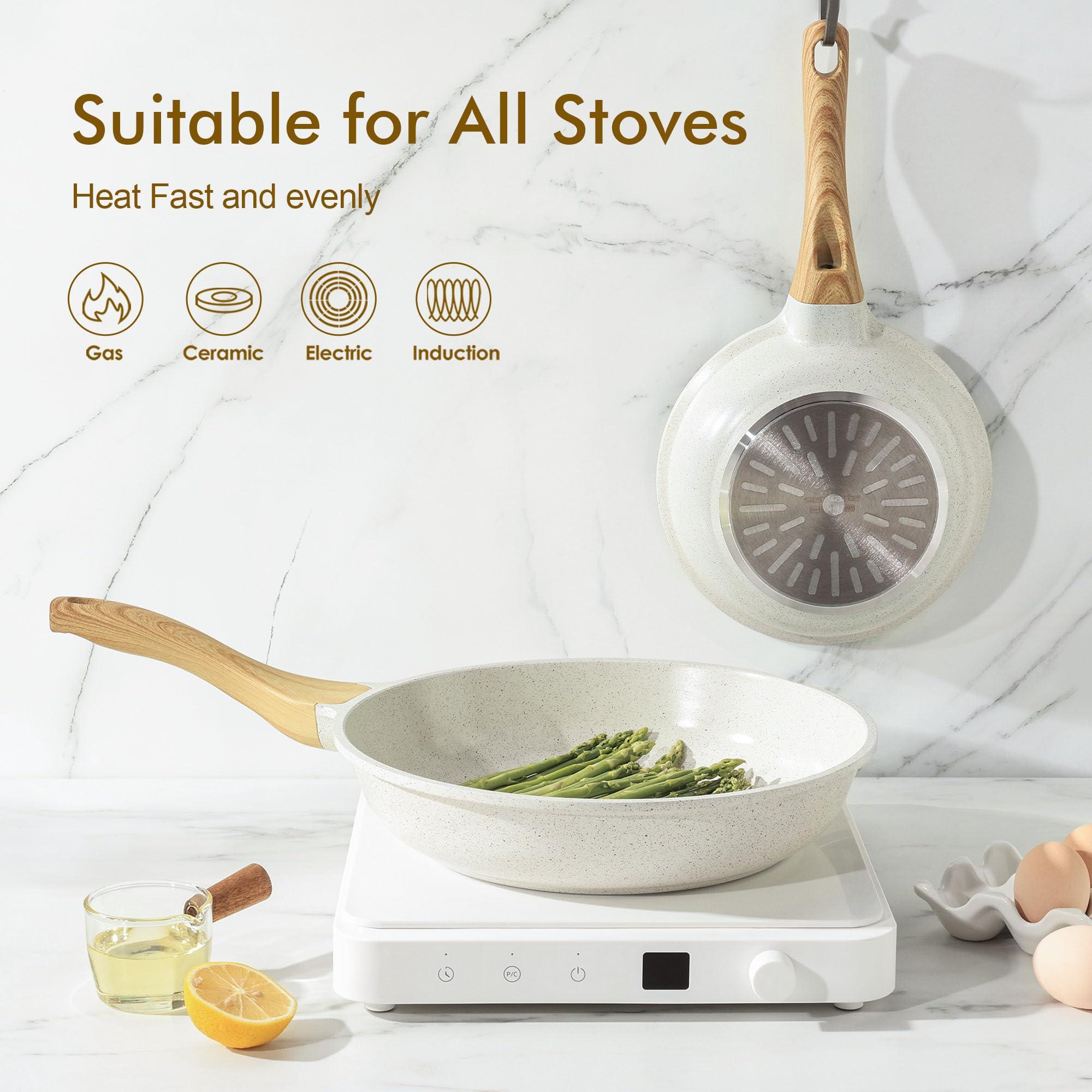 SENSARTE Nonstick Ceramic Frying Pan Skillet, 9.5 Inch Omelet Pan, Healthy Non Toxic Chef Pan, Induction Compatible Egg Pan with Heat Resistant Handle, PFAS-Free - Image 4