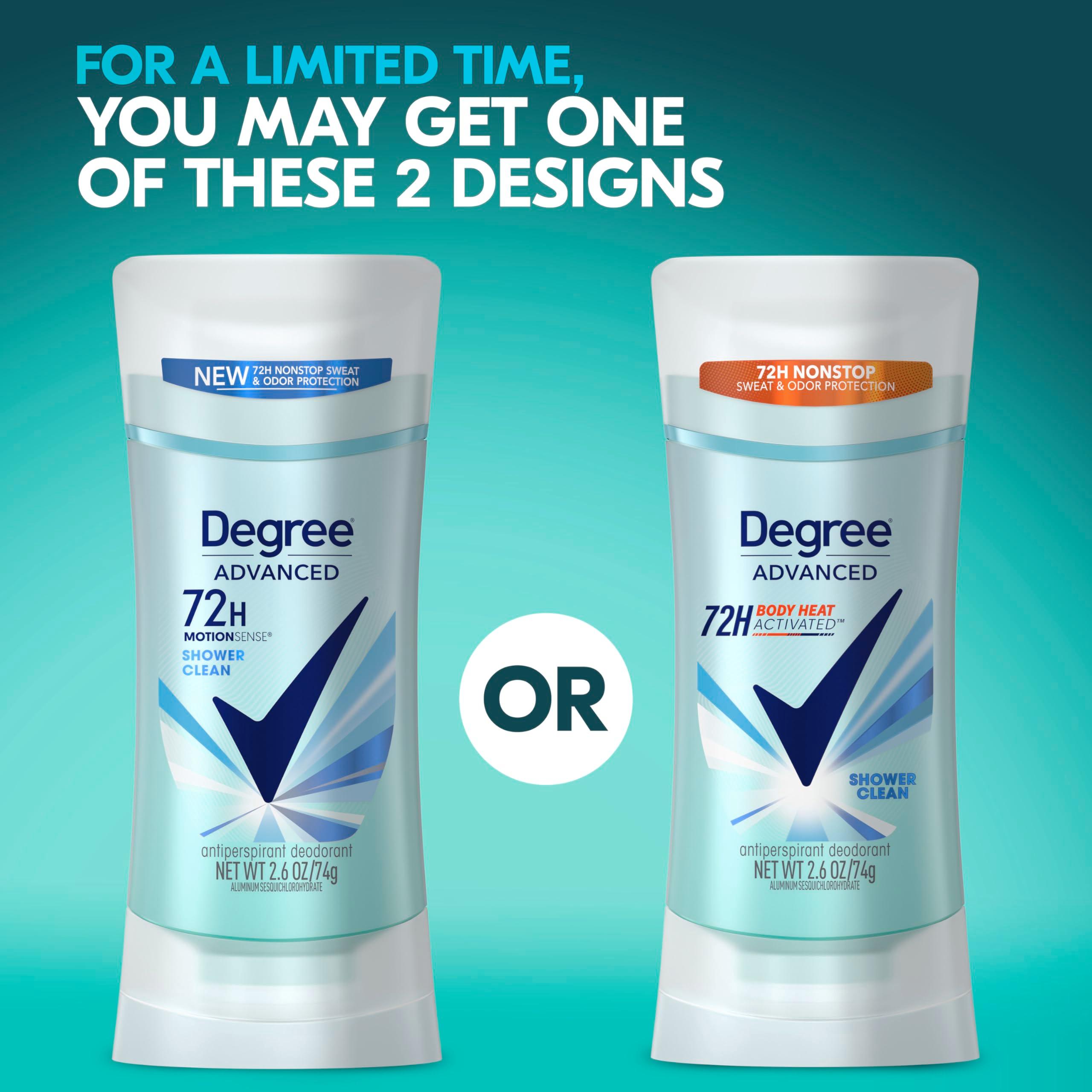 Degree Advanced Protection Antiperspirant Deodorant Shower Clean for 72-Hour Sweat & Odor Control for Women, with Body Heat Activated Technology, 2.6 oz - Image 3