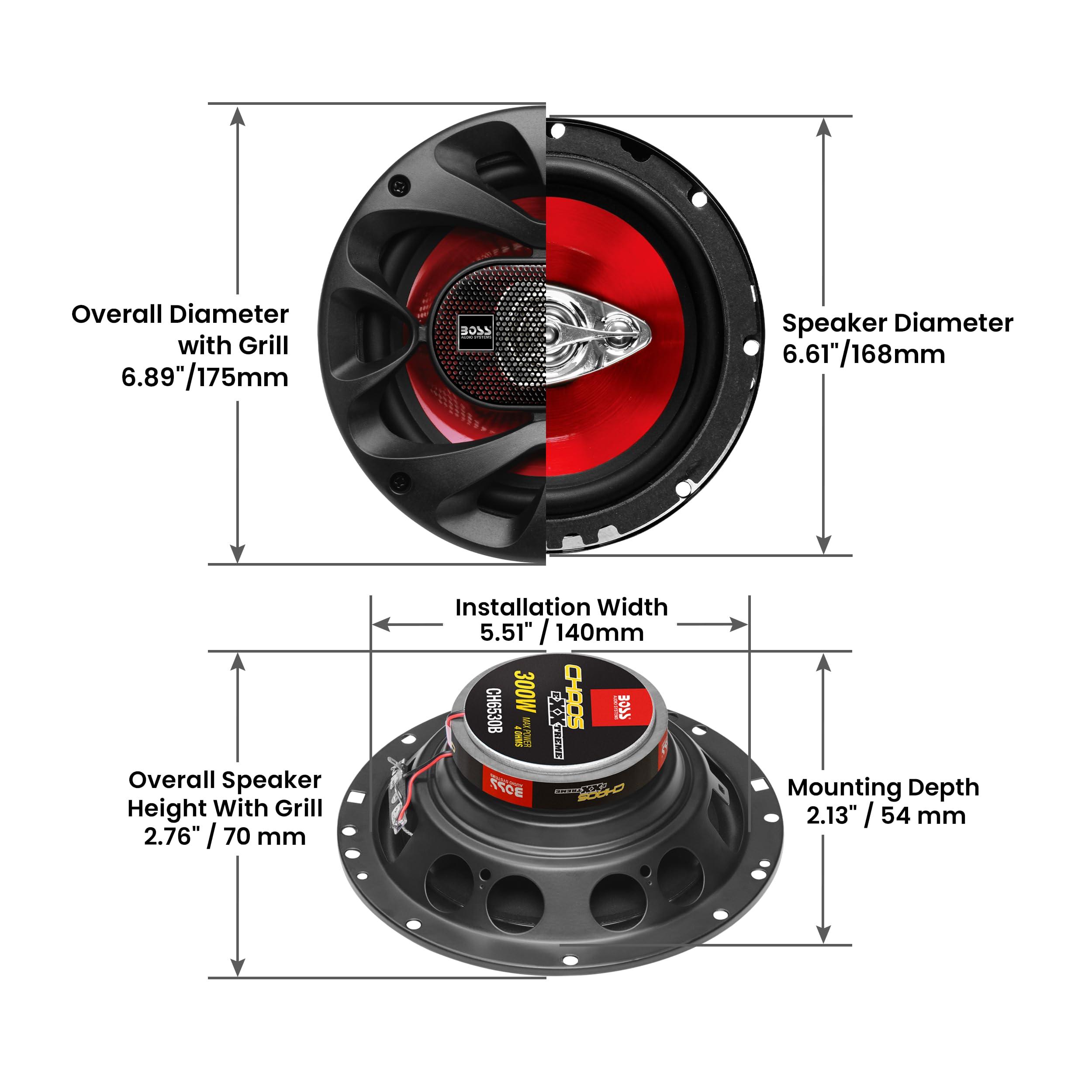 BOSS Audio Systems CH6530 Chaos Series 6.5 Inch Car Door Speakers - 300 Watts (Pair), 3 Way, Full Range, Tweeters, Coaxial, Sold in Pairs - Image 4