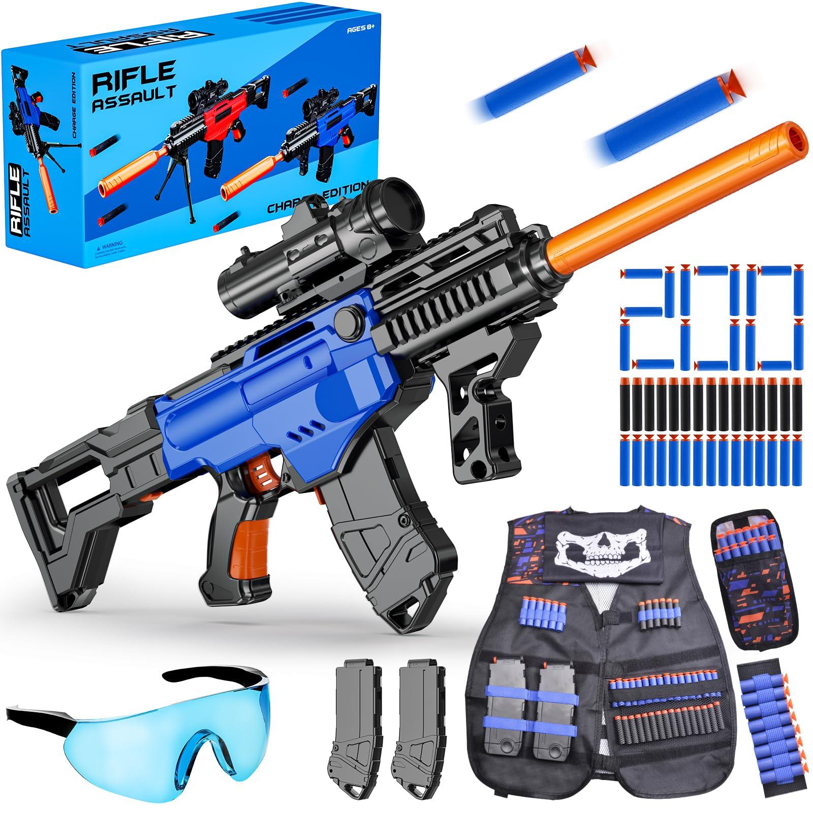 Toy Gun Automatic Sniper Rifle with Lanyard, Electric Realistic Toy Foam Blasters- 200 Darts, Tactical Vest Set, Scope and 2 Clips, Cool Toys for Kids Ages 8-12, Birthday Xmas Gifts for Boys - Image 7