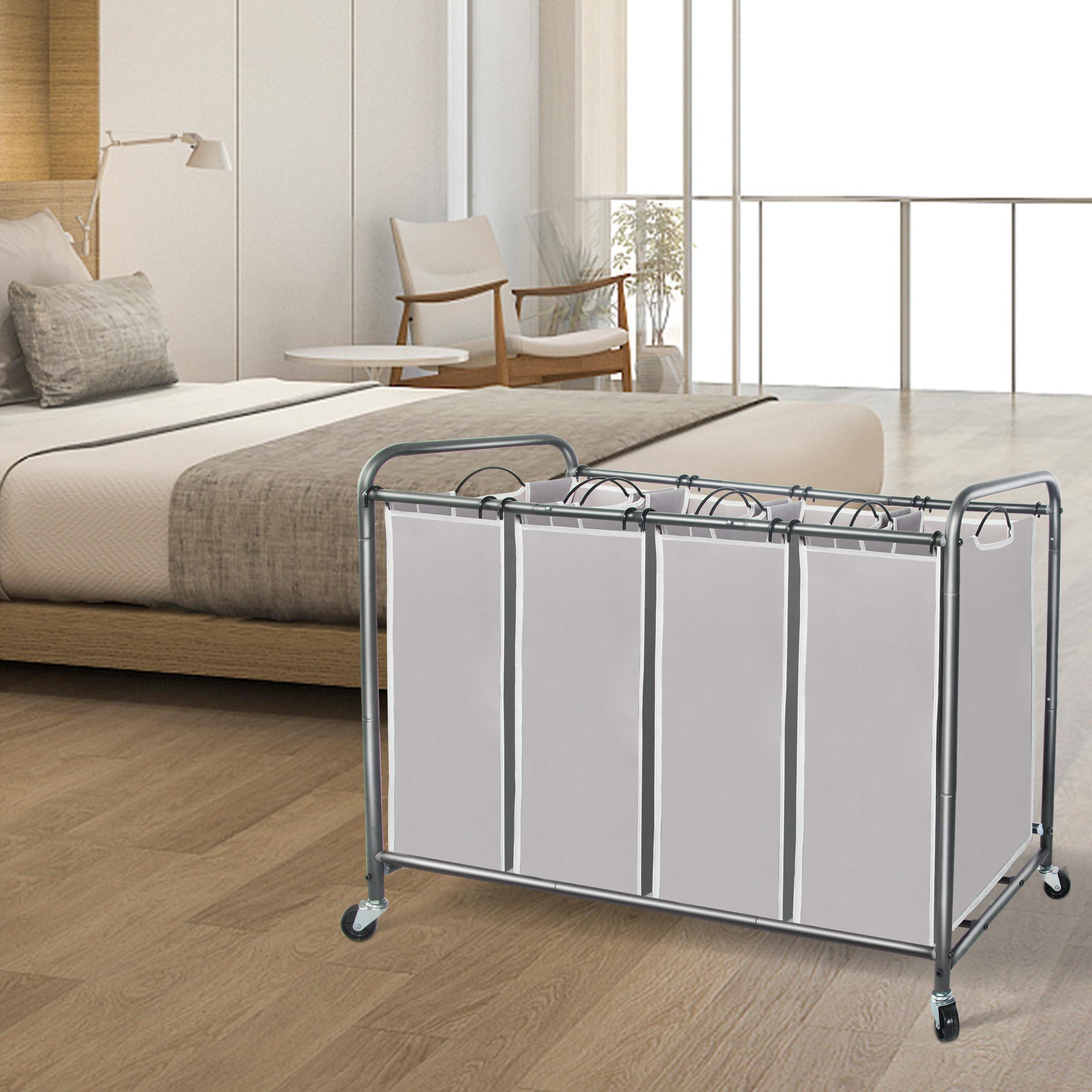 STORAGE MANIAC Laundry Sorter 4 Section, 47.8 Gal (181 L) Laundry Hamper with Wheels, Clothes Divider Basket Sorter, Clothes Separator Hamper Cart with Wheels and Removable Bags, Gray - Image 8