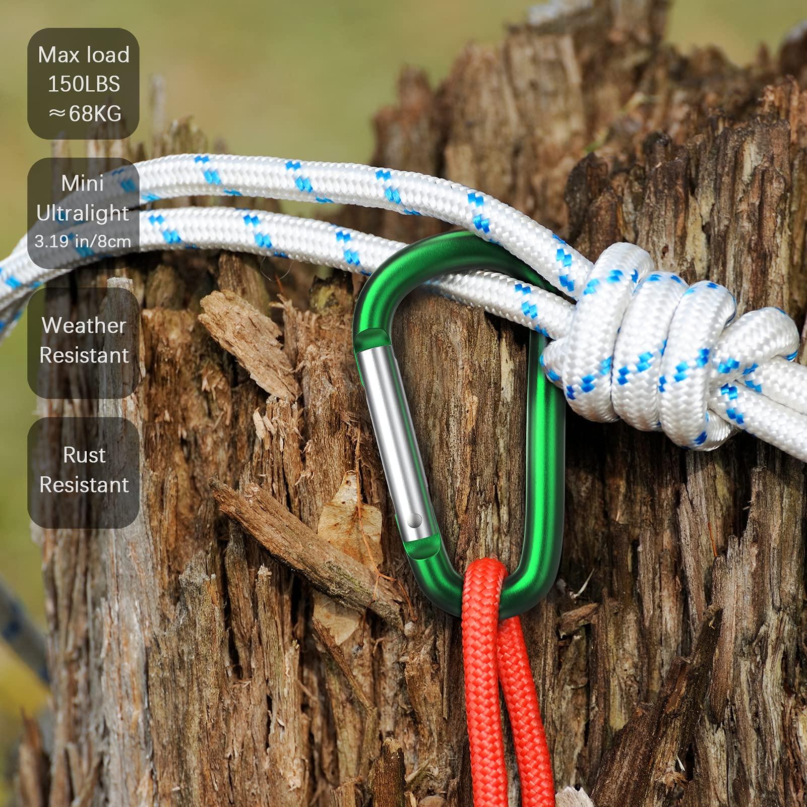 sprookber 3" Aluminum Carabiner D Ring, Caribeener Clips, Spring Snap Hook for Keychain Clip, Set of 10 - Image 5