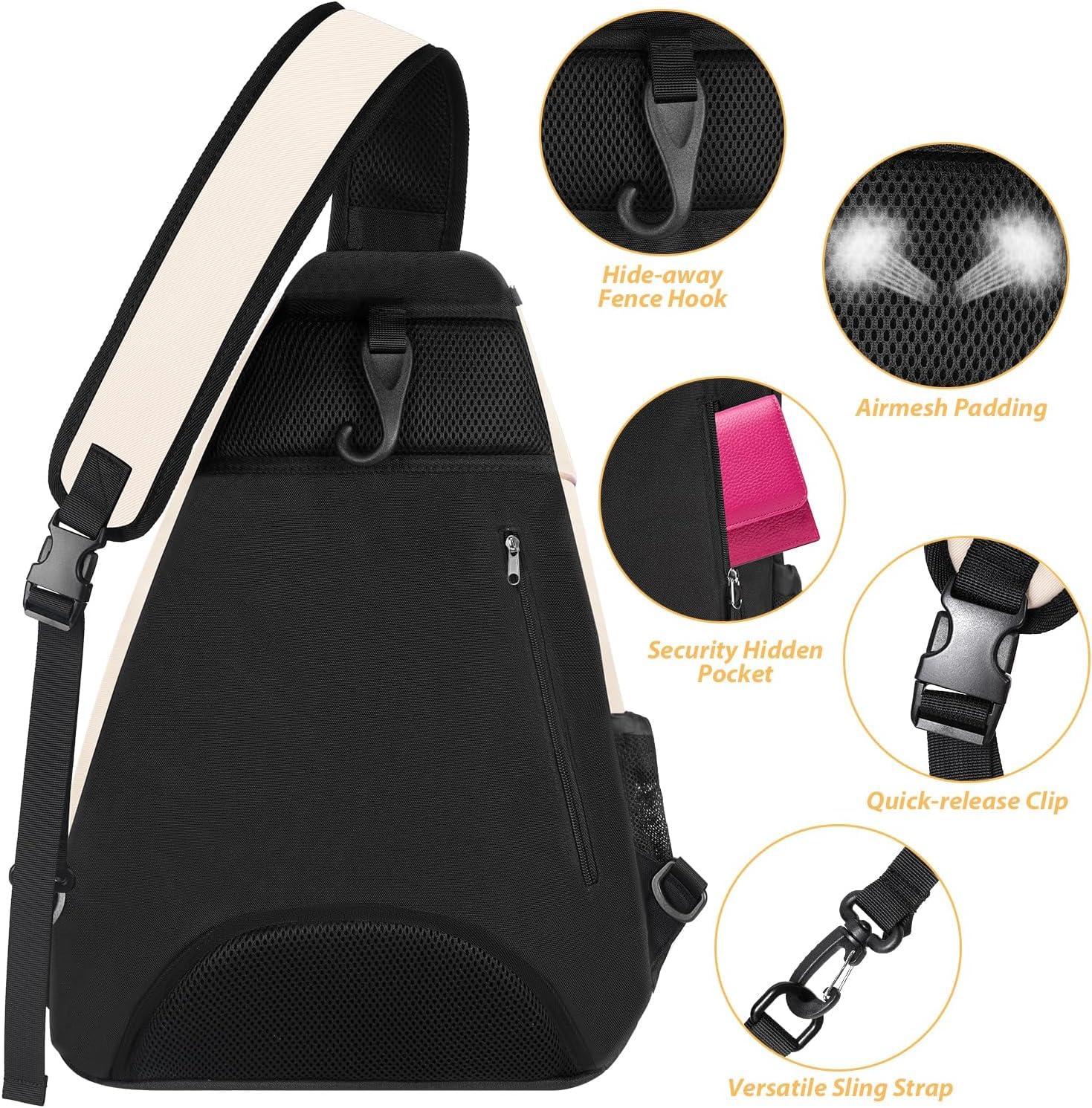 Ytonet Tennis Bag, Tennis Sling Backpack Crossbody Water Resistant for Men Women, Compatible for Pickleball Badminton Rackets - Image 5