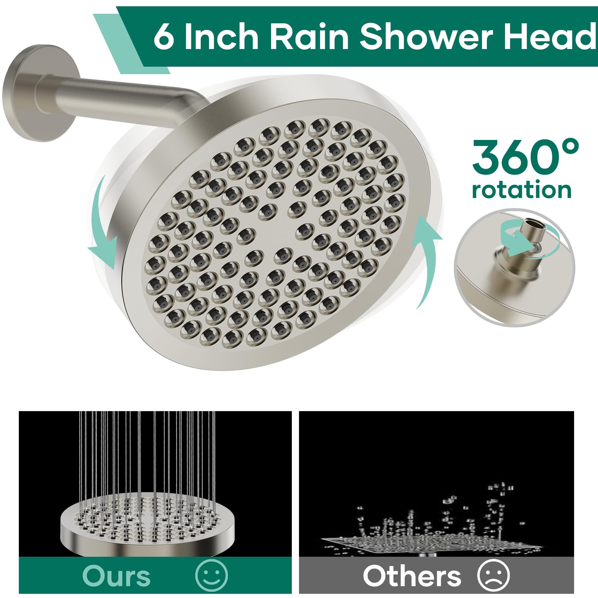 UltrTxenova Shower Head with Handheld Spray Combo,6" High Pressure Rain ShowerHead,5" Dual Double Handheld Shower Head with 10-Mode 78" Hose Brushed Nickel - Image 3