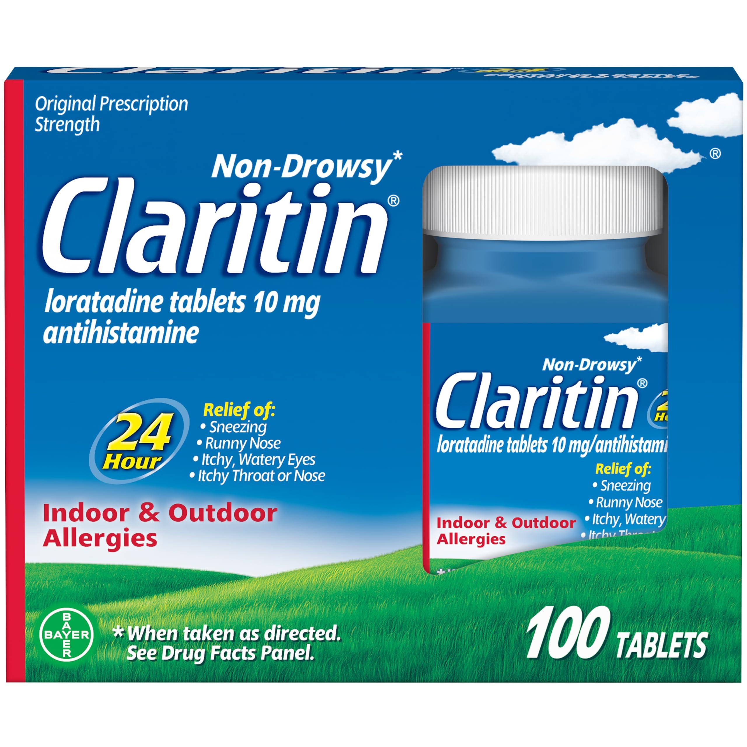 Claritin Allergy Medicine for Adults, 24-Hour Non-Drowsy Loratadine 10mg Pills, Antihistamine, 100 Tablets