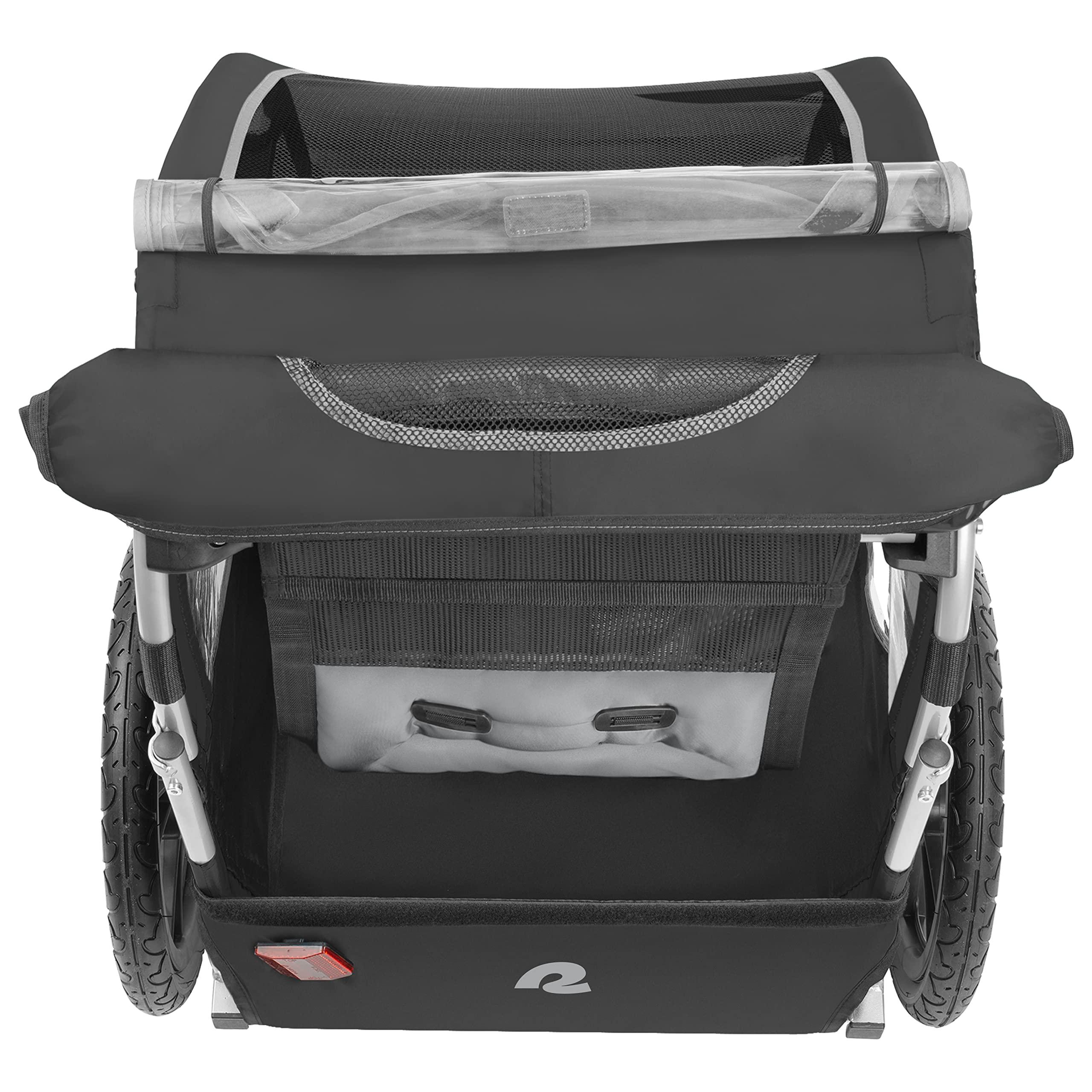 Single & Double Passenger Children’s Foldable/Collapsible Tow Behind Bike Trailer with 16" Wheels, Safety Reflectors & Rear Storage Compartment - Image 6