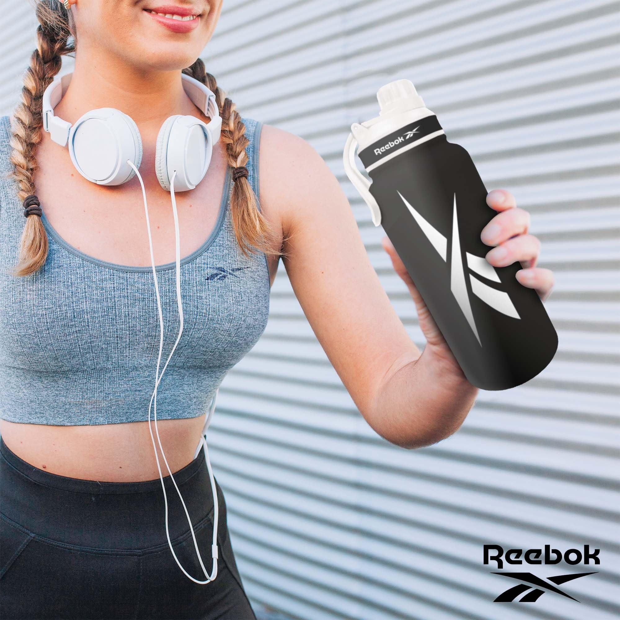 Reebok Stainless Steel Water Bottle With Athletic Design - Insulated Water Bottle 40 oz With Chug Lid - Double Wall Vaccum Insulated Sports Water Bottle, BPA Free (Black) - Image 2