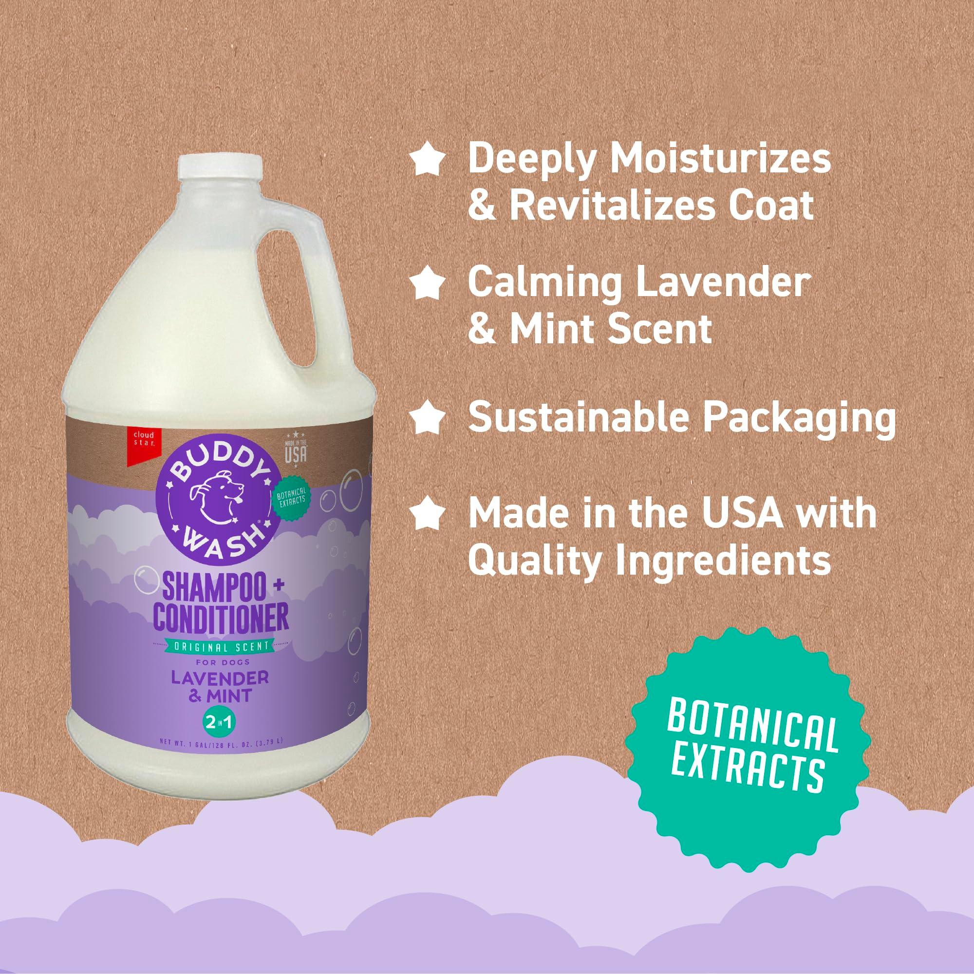 Buddy Wash 2-in-1 Dog Shampoo and Conditioner for Dog Grooming, Lavender & Mint, 1 gal. Bottle - Image 7