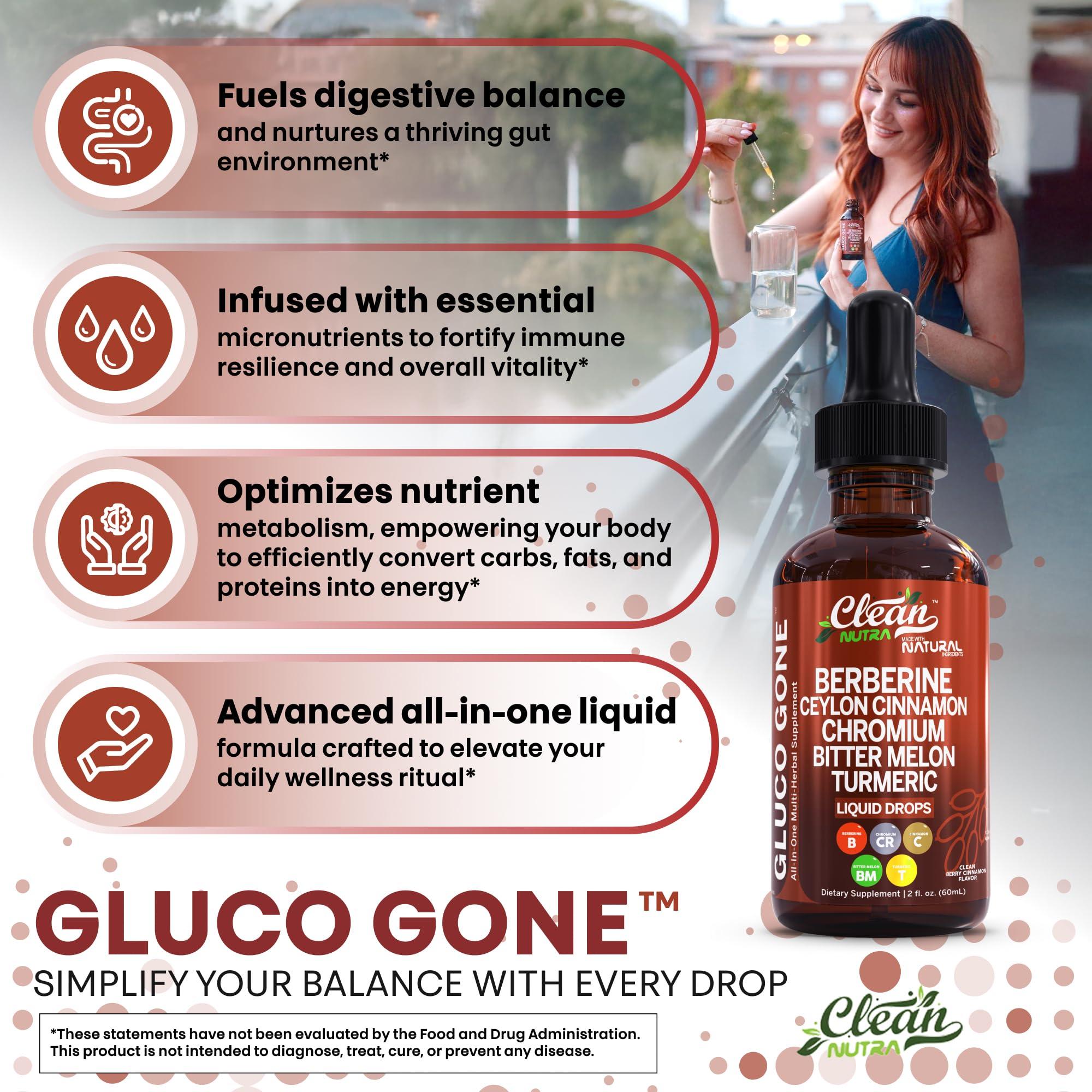 Clean Nutra Berberine with Ceylon Cinnamon Supplement Liquid Drops + Bitter Melon Extract, Glucomannan, Gymnema, Chromium, Turmeric, Organic Panax Ginseng, Moringa GLP-1 Support - Image 5