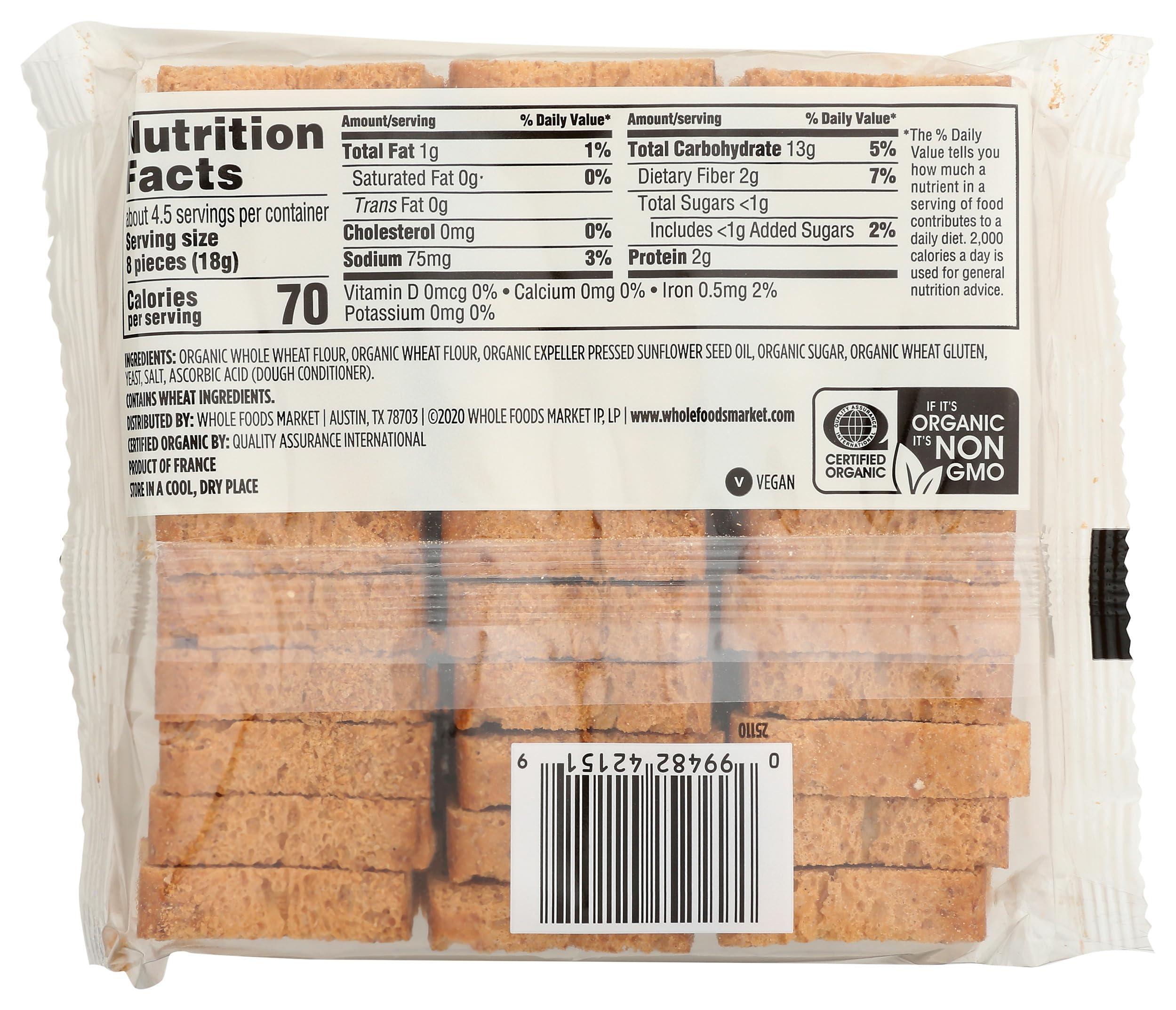 365 by Whole Foods Market, Organic Whole Wheat Mini Toast, Vegan, 2.8 Ounce - Image 3