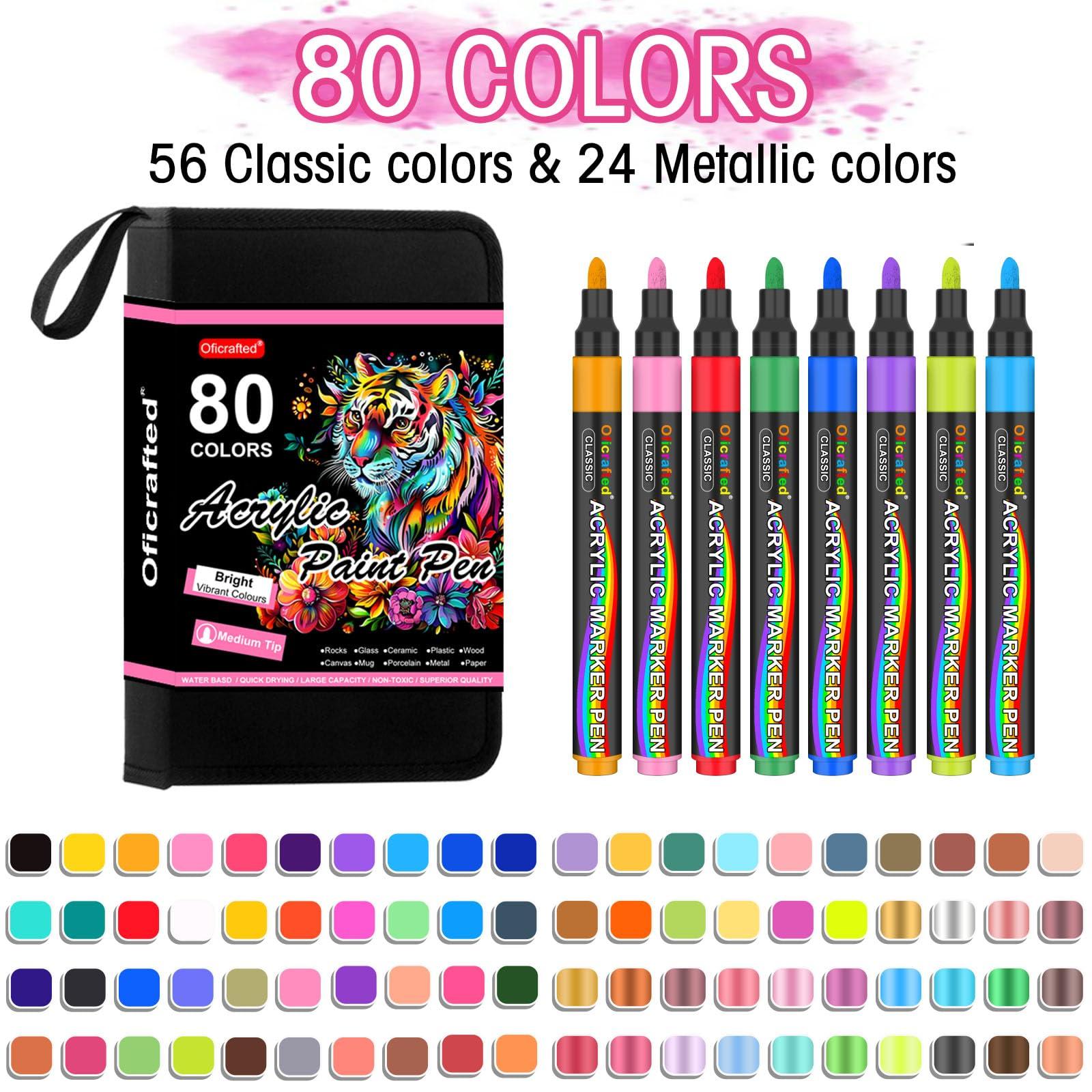 Oficrafted 80 Colors Acrylic Paint Pens, Premium Acrylic Paint Markers, Paint Pens & Paint Markers for Wood, Canvas, Rock Painting, Stone Surfaces,DIY Crafts Making - Image 3