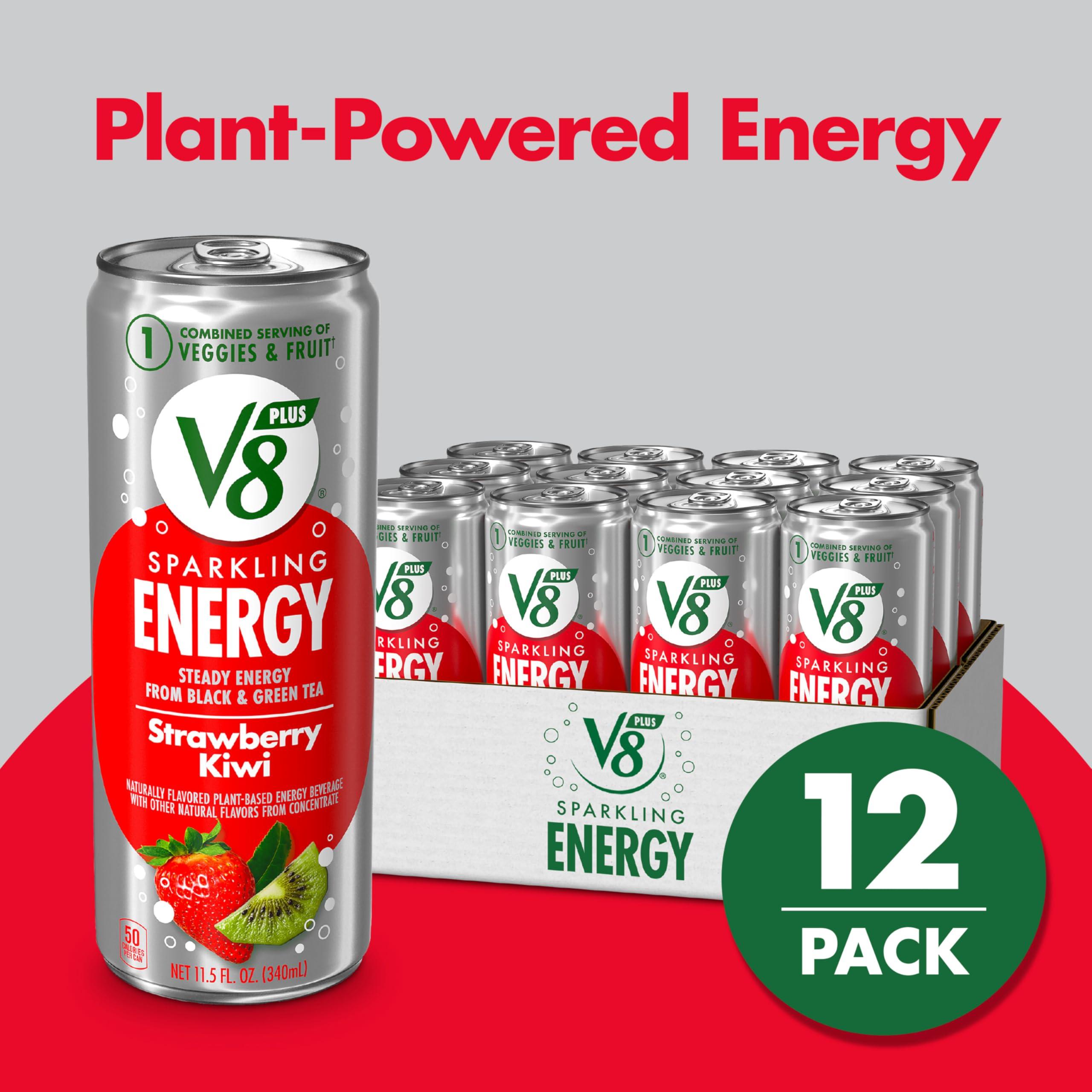 V8 +SPARKLING ENERGY Strawberry Kiwi Energy Drink, Made With Real Vegetable And Fruit Juices, 11.5 FL OZ Can (Pack Of 12) - Image 3