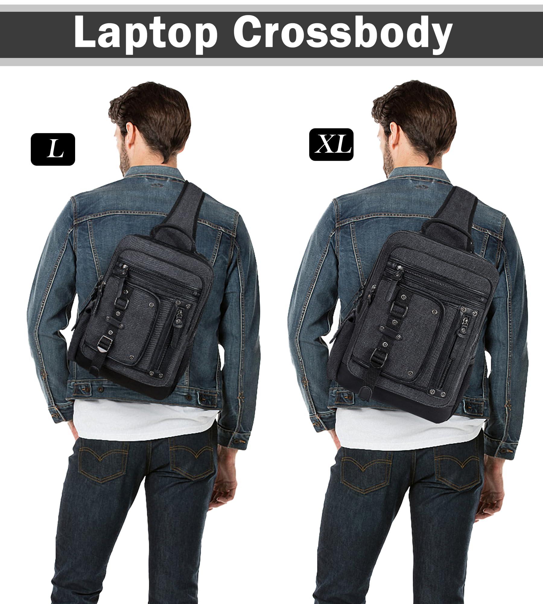 Schkleier Messenger Bag for Men Canvas Sling Bag Crossbody Backpack Laptop Shoulder Bag Hiking Daypacks Casual Tactical - Image 2