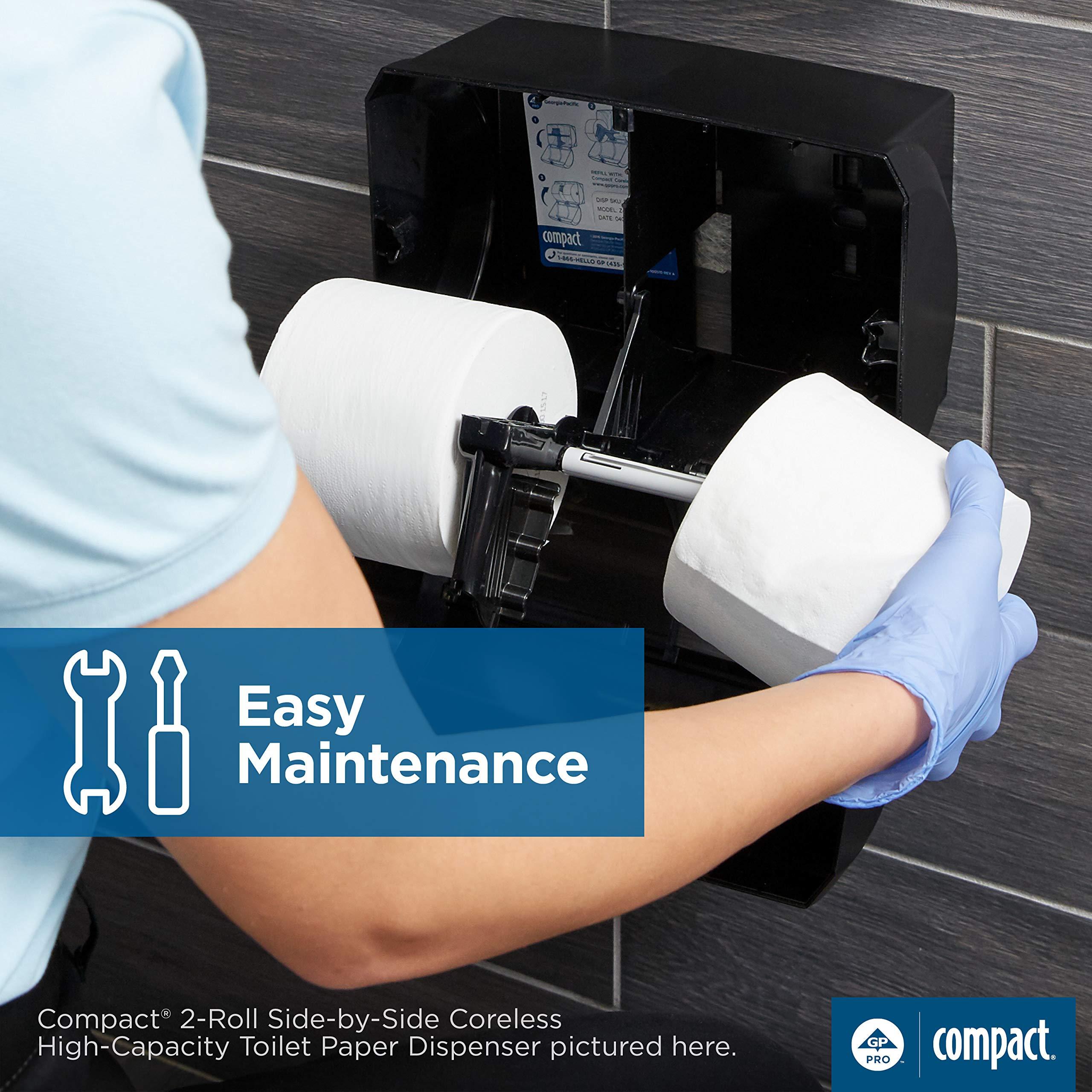 Compact 2-Roll Side-by-Side Coreless High-Capacity Toilet Paper Dispenser by GP PRO (Georgia-Pacific), Black, 56784A, 1 Dispenser - Image 7