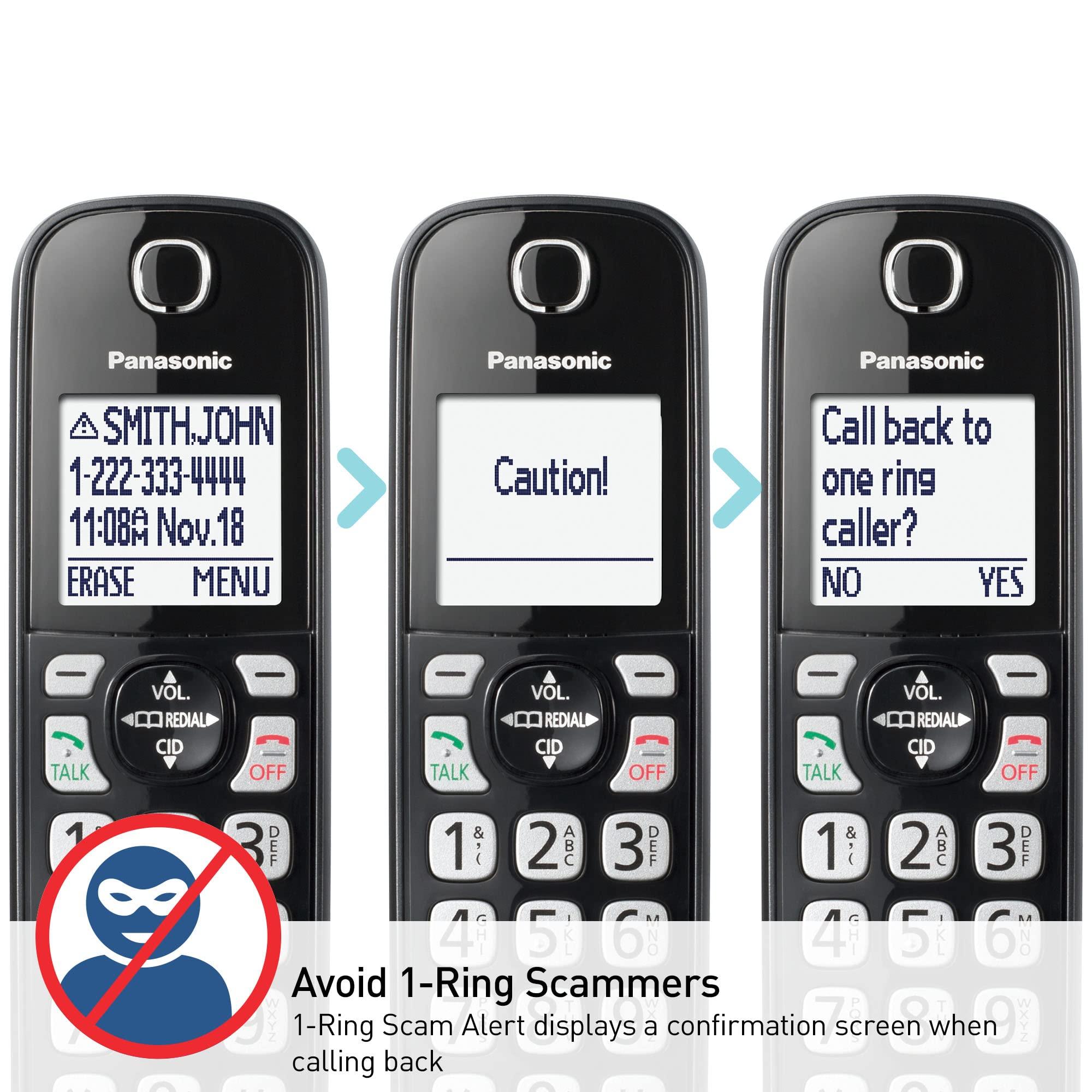Panasonic Cordless Phone with Advanced Call Block, Bilingual Caller ID and Easy to Read Large High-Contrast Display, Expandable System with 1 Handset - KX-TGD810B (Black) - Image 5