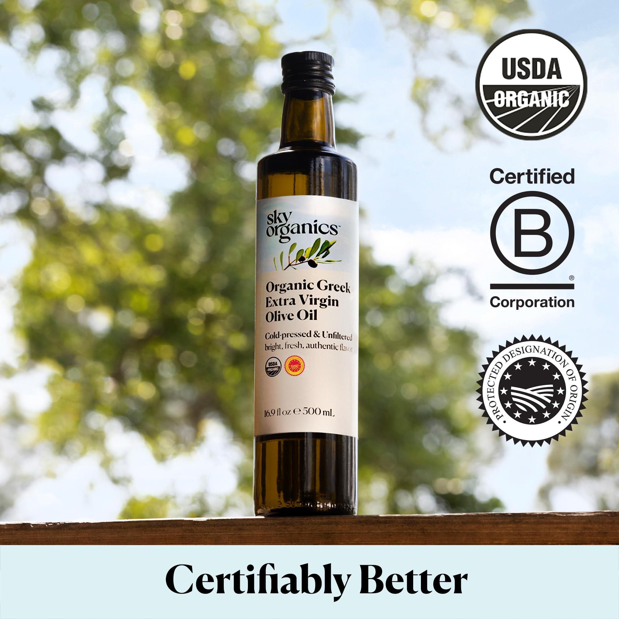 Sky Organics - Organic Extra Virgin Olive Oil, 16 fl oz - Cold Pressed & Unfiltered - Bright, Fresh, Authentic Flavor - Sourced from Farmers in Greece - 100% Pure - Kosher - Natural, Vegan, & Soy Free - Image 6