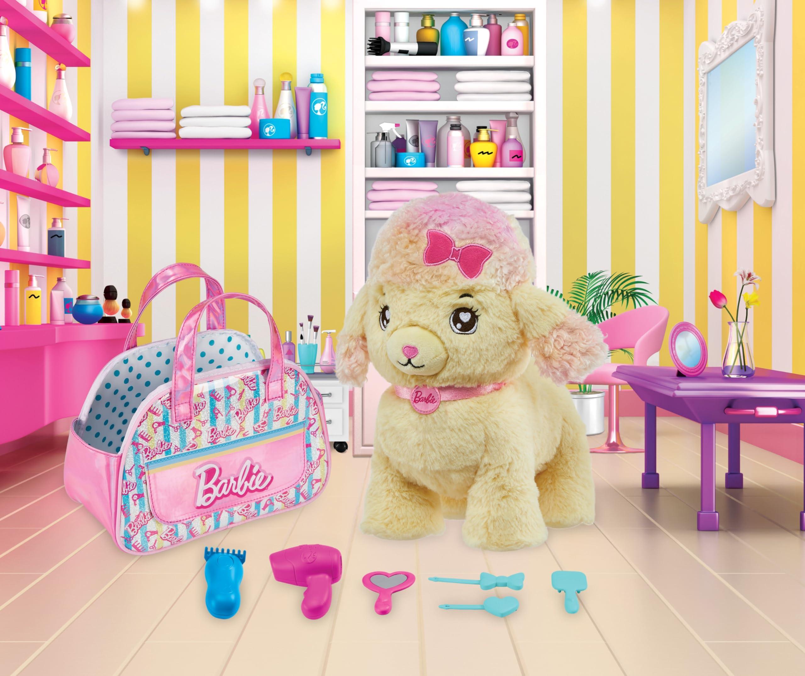 Mattel Barbie Plush Toy Playset, Hairdresser Poodle Stuffed Animal with Lights & Sounds, Plus Themed Purse & 6 Accessories, Salon Pet Adventure - Image 2