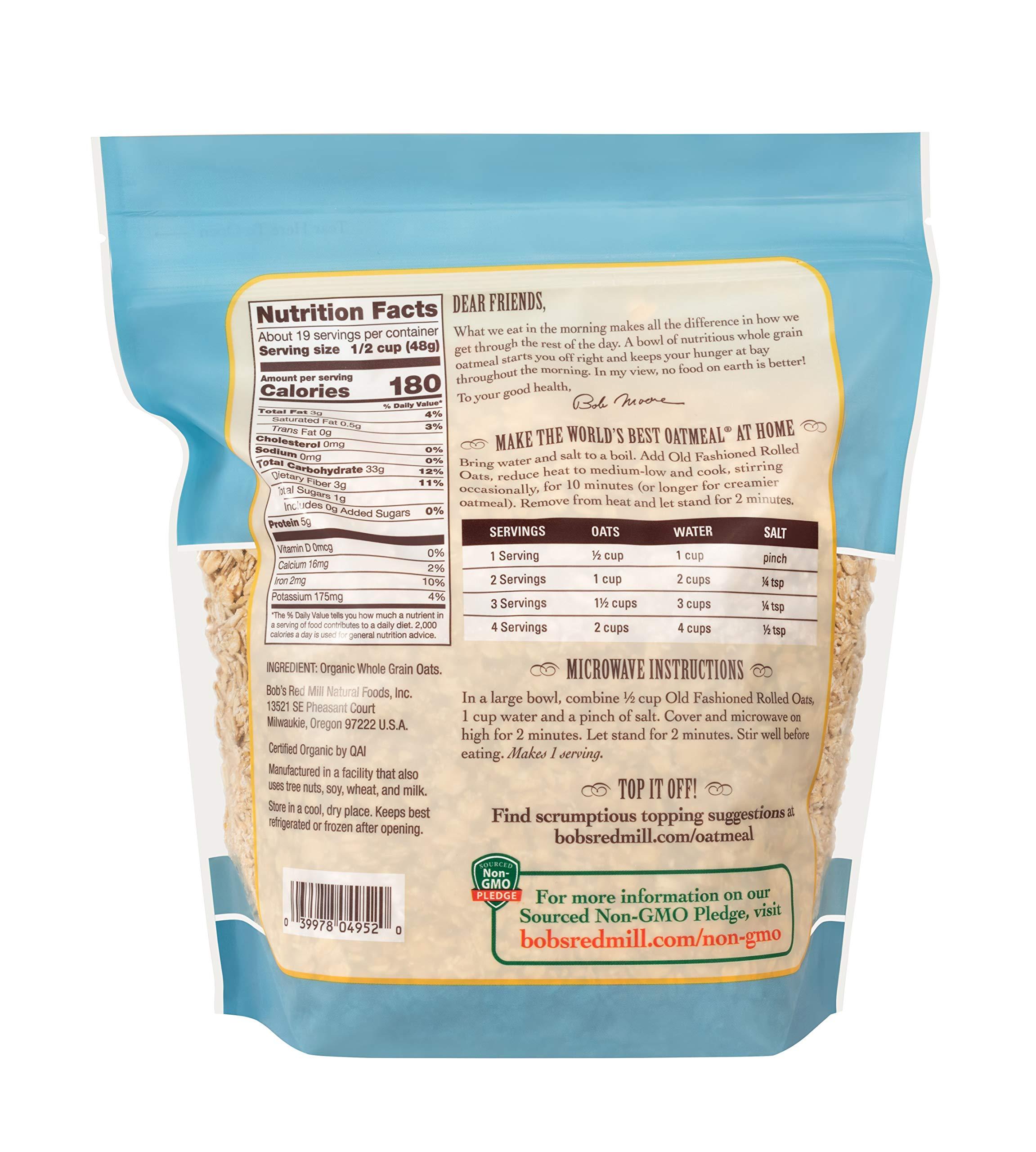 Bob's Red Mill Organic Old Fashioned Rolled Oats, 32oz (Pack of 4) - Non GMO, Whole Grain, Vegan, Kosher - Image 5