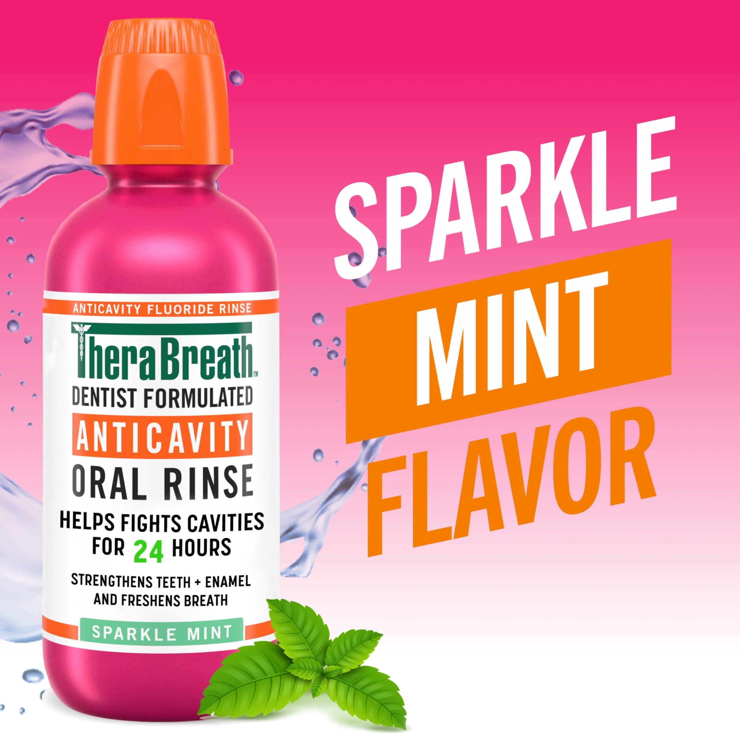 TheraBreath Anticavity Fluoride Mouthwash, Sparkle Mint, Dentist Formulated, 16 Fl Oz (2-Pack). - Image 2