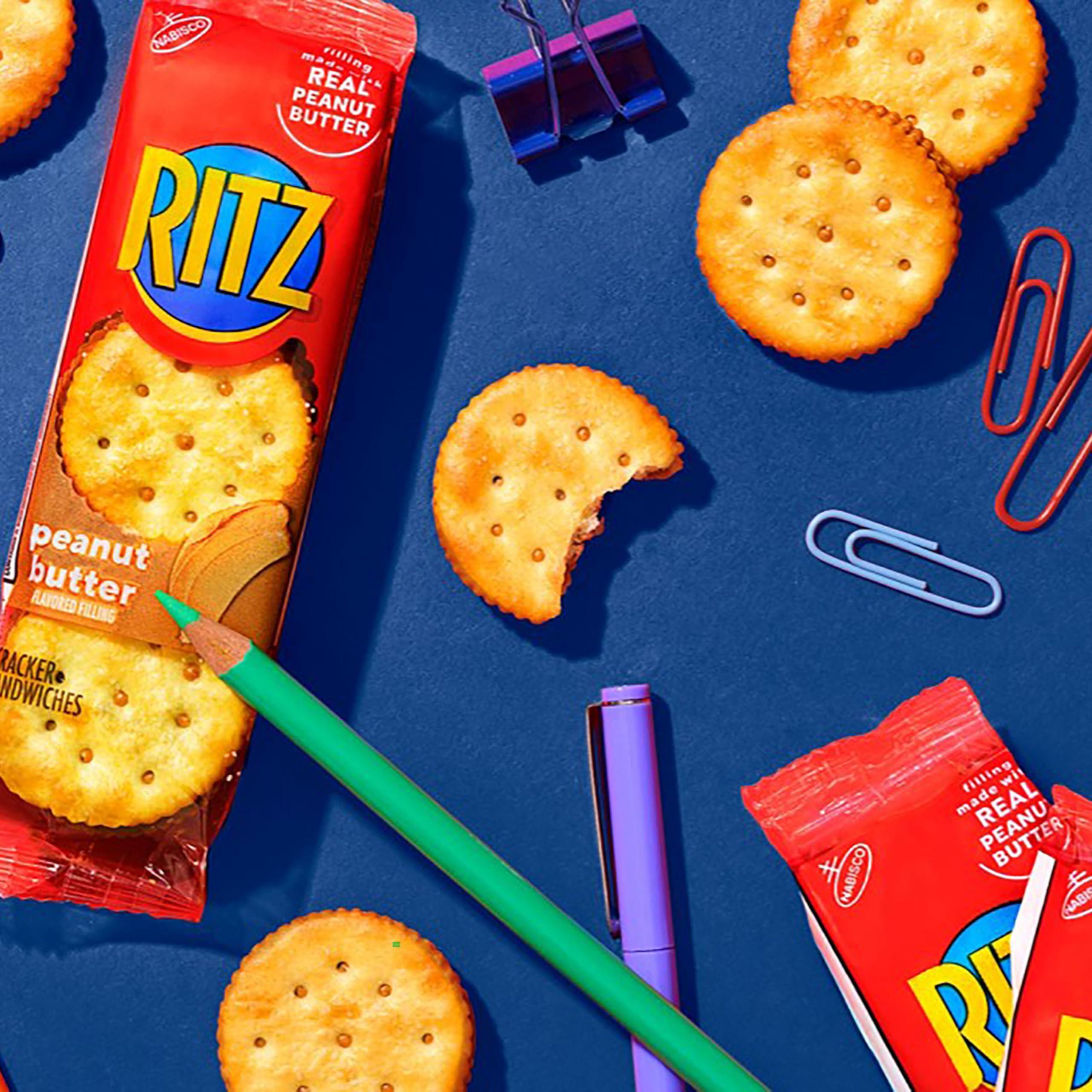 RITZ Peanut Butter and Cheese Sandwich Crackers Variety Pack, Lunch Snacks, 32 Snack Packs (6 Crackers Per Pack) - Image 7