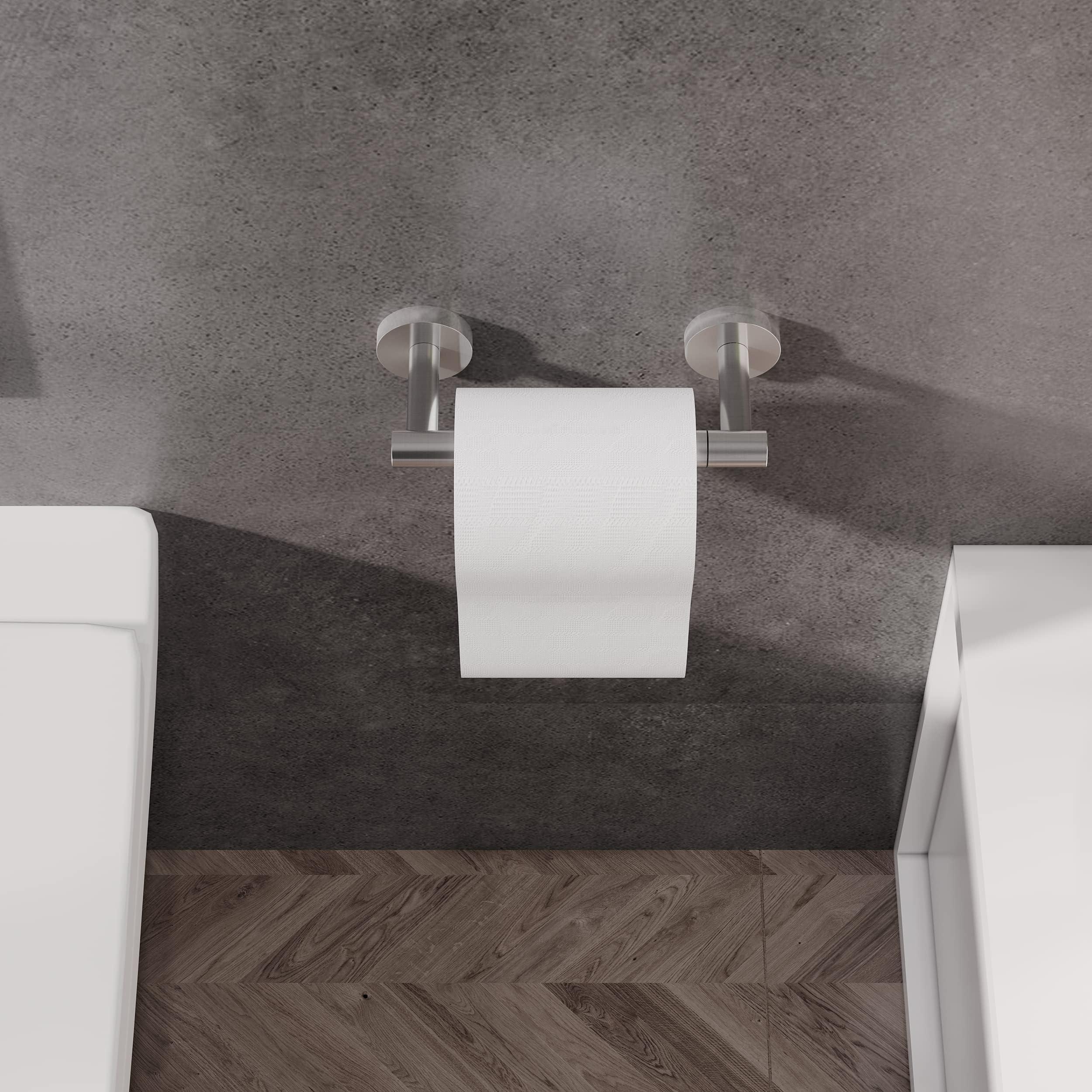 RARXTR Bathroom Toilet Paper Holder Wall Mount SUS304 Stainless Steel Double Post Pivoting Toilet Paper Roll Holder Wall Mounted for Bathroom RV Commercial Toilet Tissue Dispensers, Brushed Nickel - Image 3
