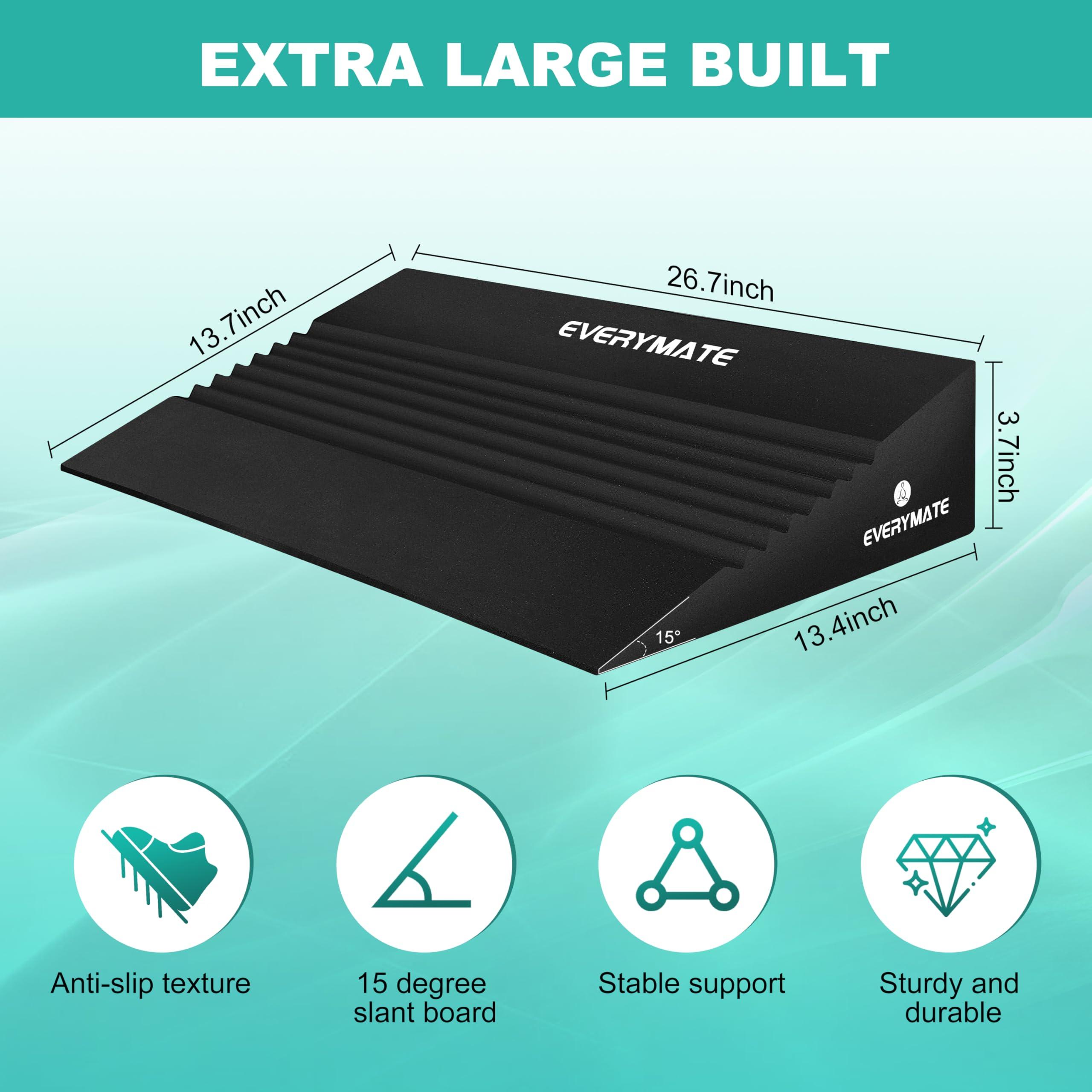EVERYMATE Squat Wedge, Extra Large Squat Wedge Block, Squat Wedges Weightlifting, Calf Stretching, Slant Board for Squats, Heel Elevated Squat Wedge, Knees Over Toes Squats, Calf Wedge Stretching Block - Image 2