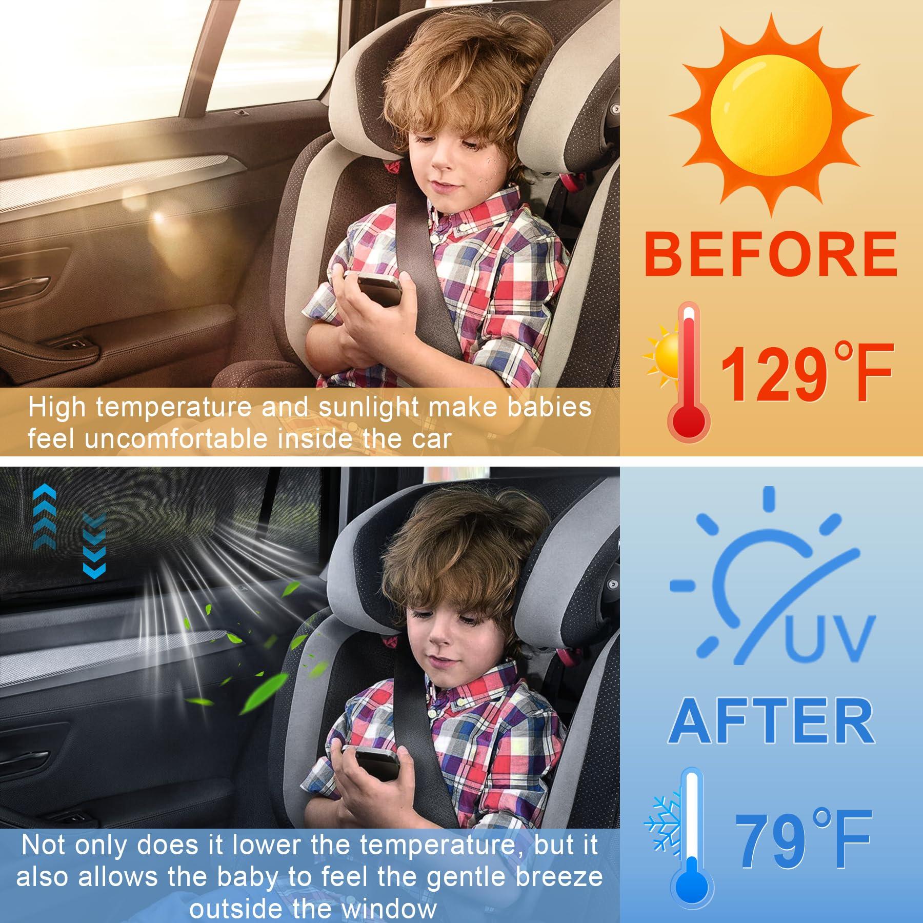JUSTTOP Car Window Shade for Baby with UV Protection Breathable Mesh Blocks 99% Sunlight & Reduces Glare-Universal Sun Shade for Most Vehicles, (2-Pack) - Image 2